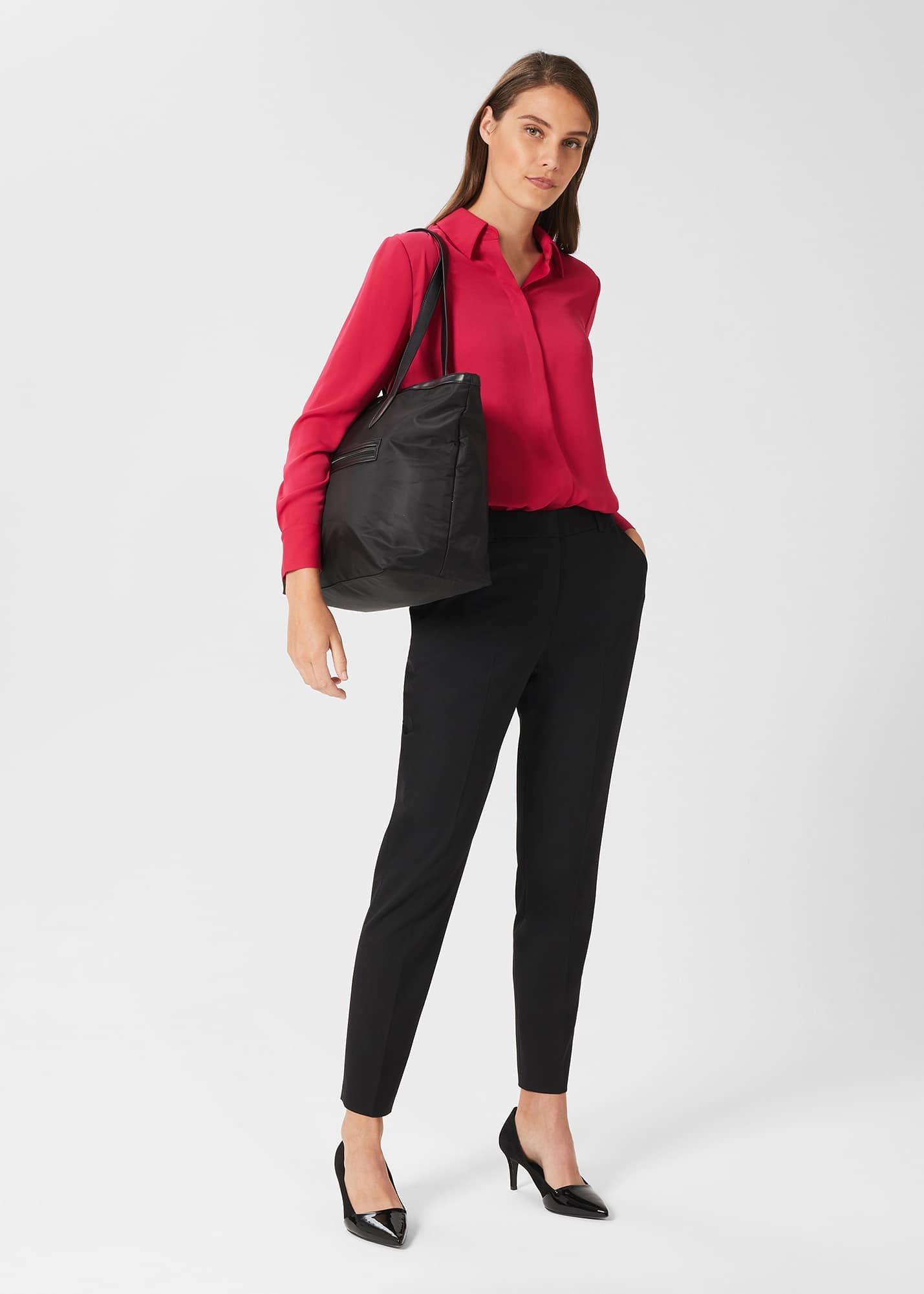 Gael Twill Tapered Trousers, Black, hi-res