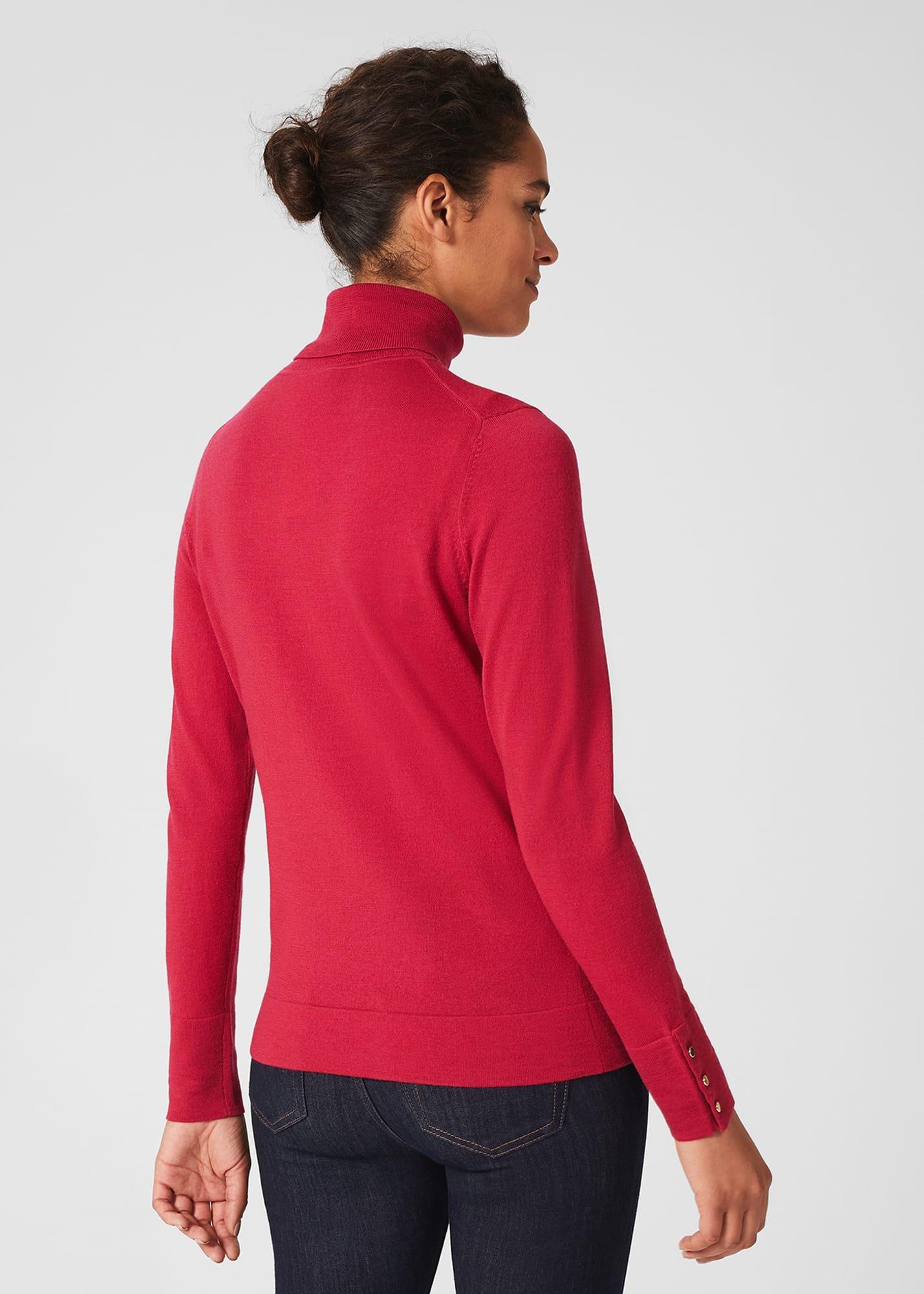 Lara Merino Wool Roll Neck Jumper, Granita Pink, hi-res