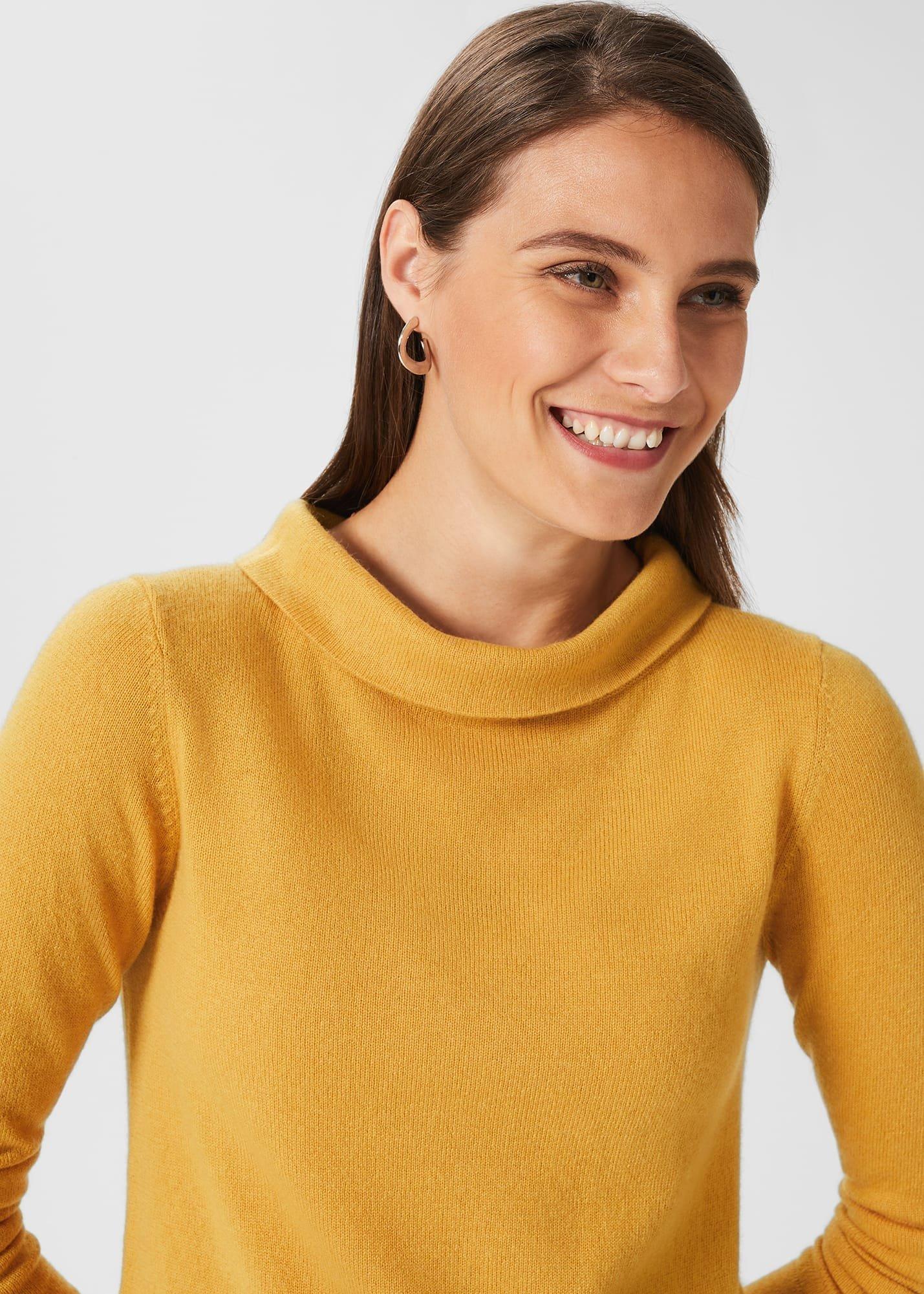 Audrey Wool Cashmere Jumper, Golden Yellow, hi-res
