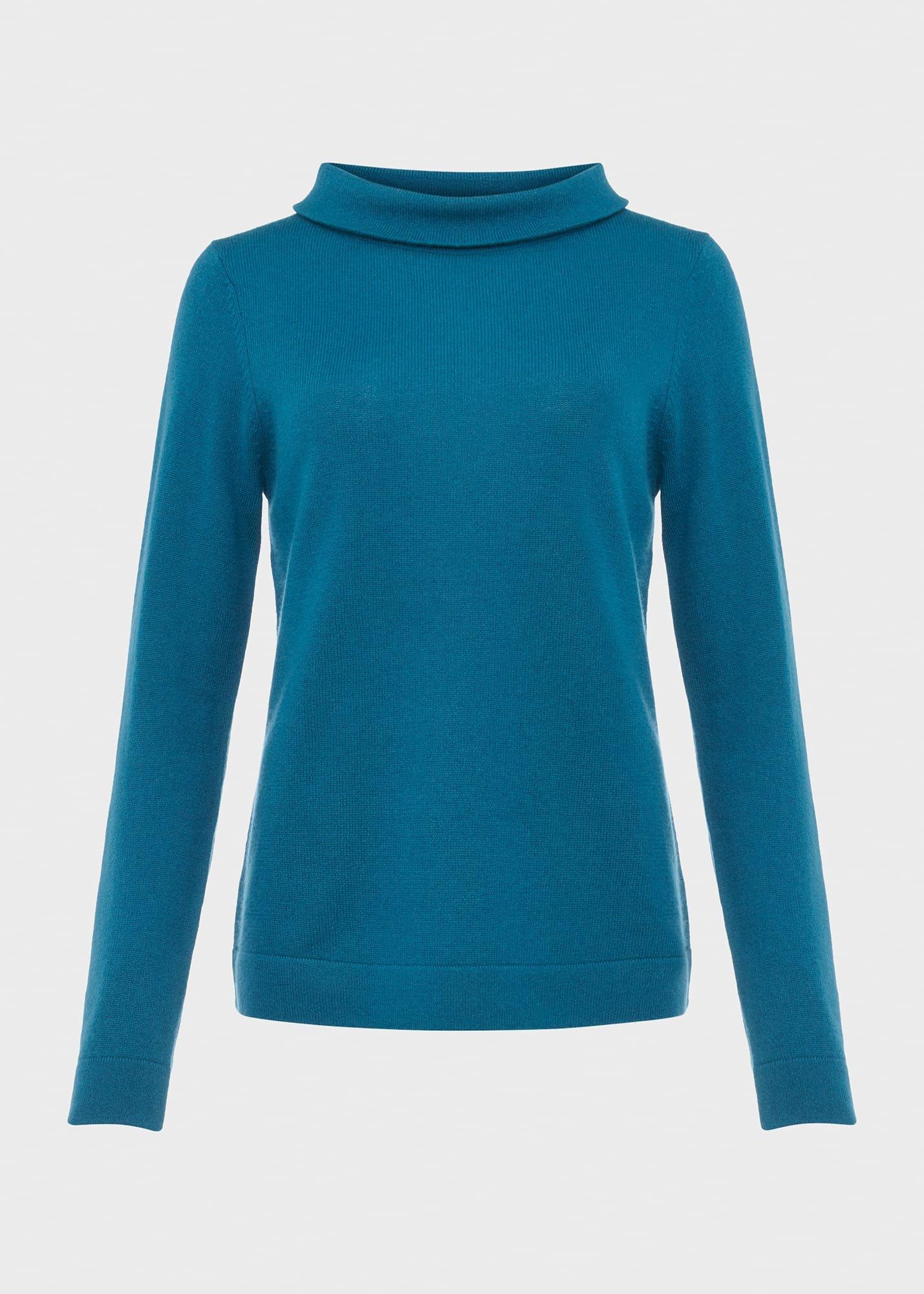 Audrey Wool Cashmere Jumper, Petrol Blue, hi-res