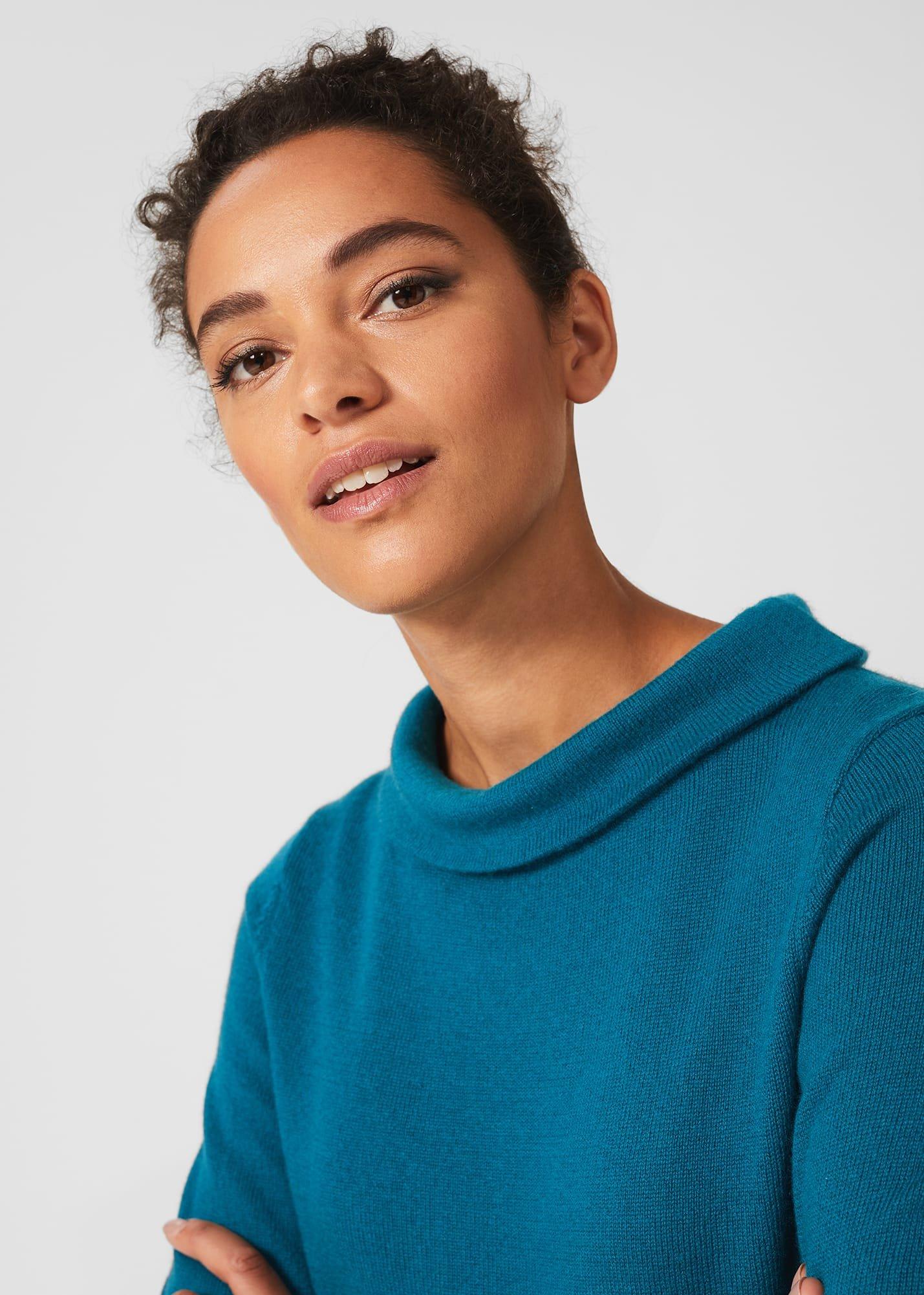 Audrey Wool Cashmere Jumper, Petrol Blue, hi-res