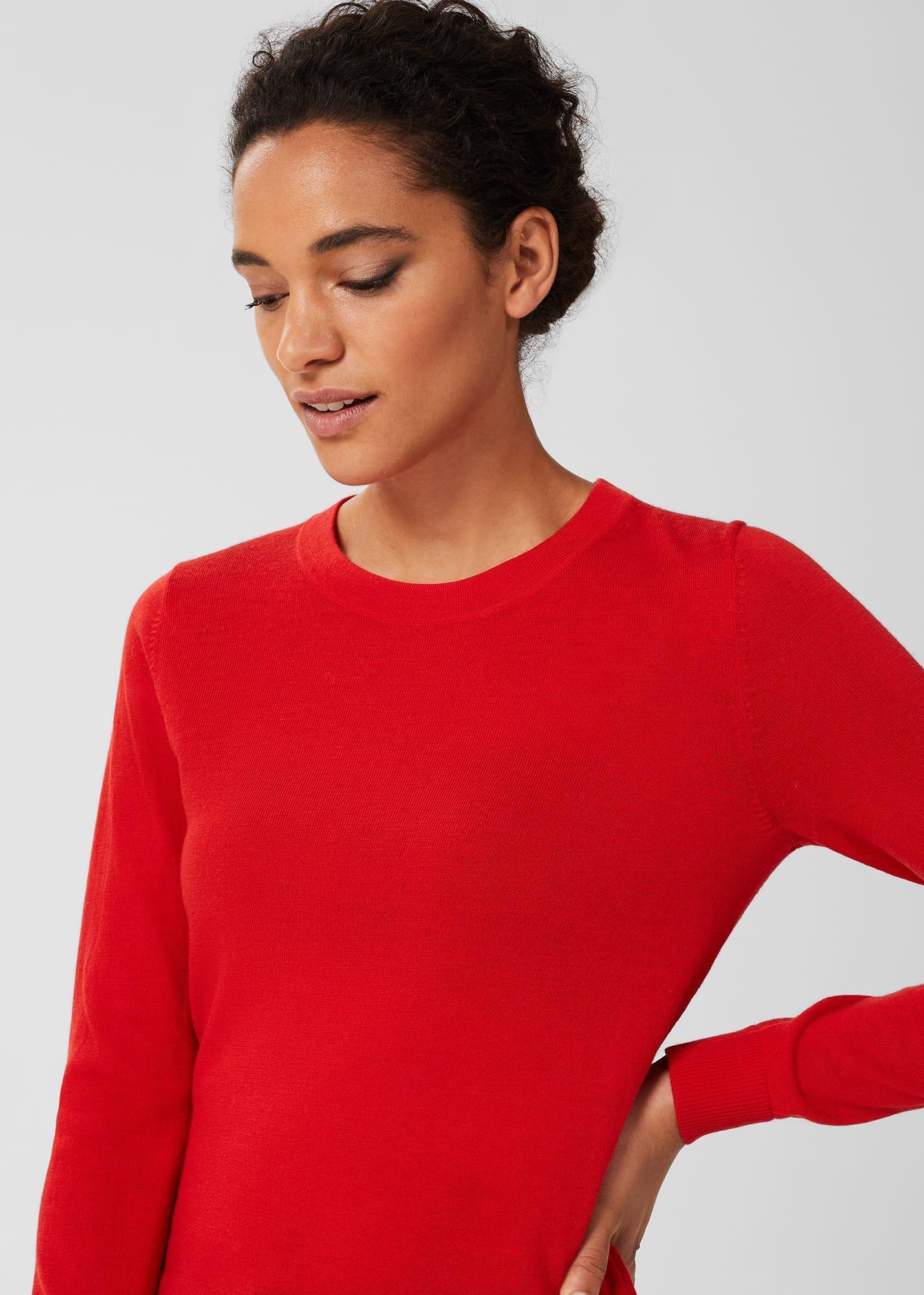 Penny Merino Wool Jumper, Crimson Red, hi-res