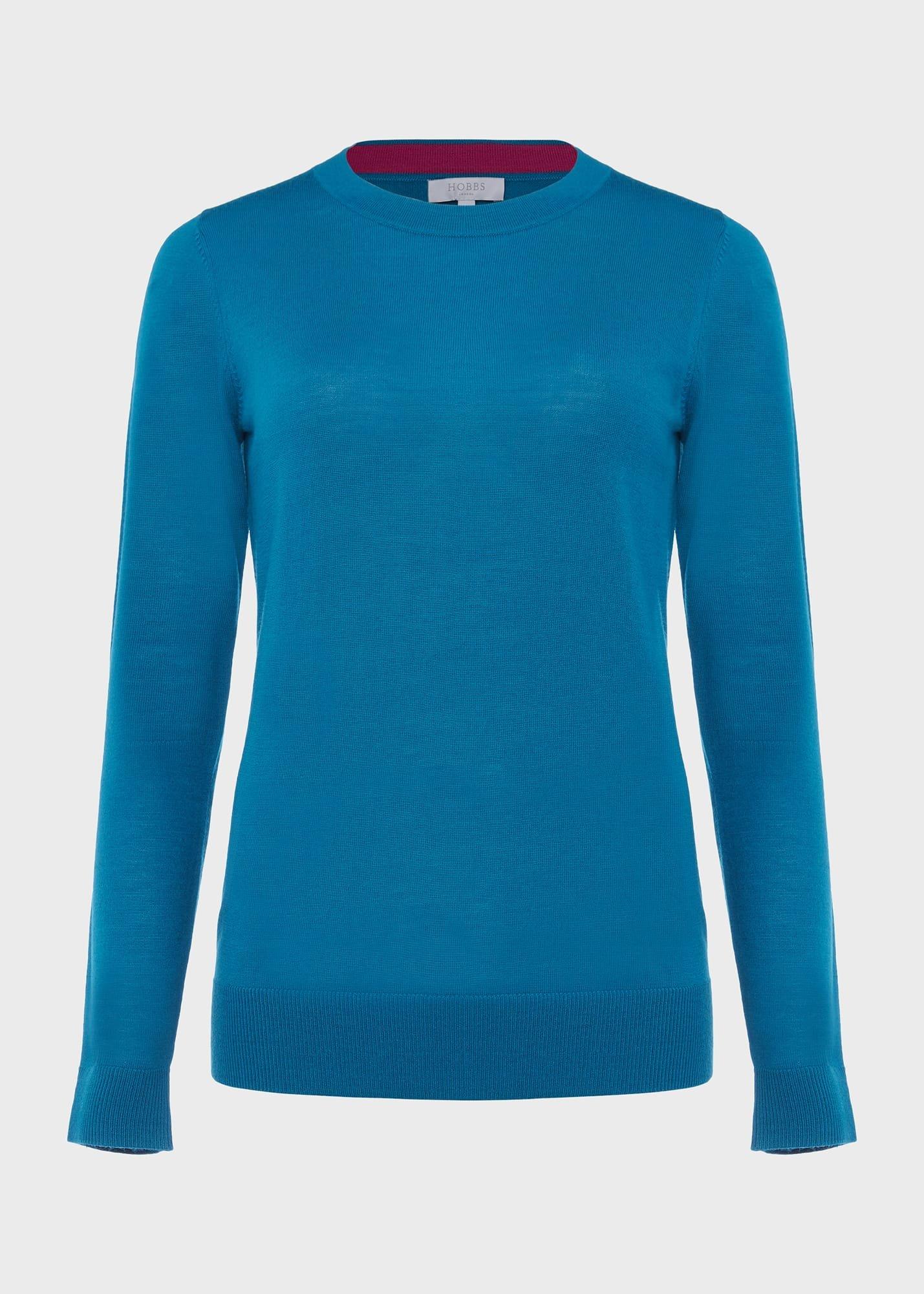 Penny Merino Wool Jumper, Lagoon Blue, hi-res