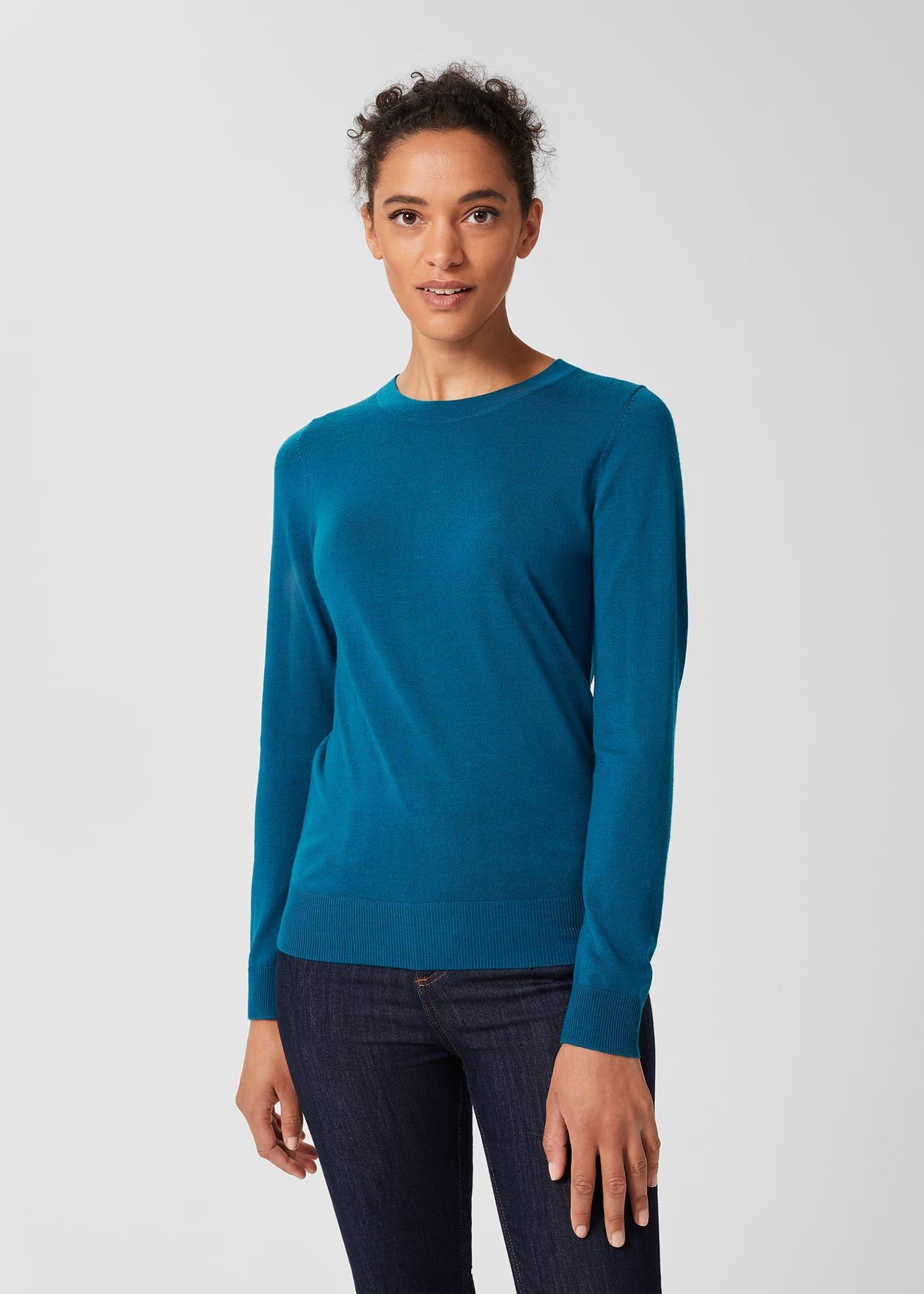 Penny Merino Wool Jumper, Lagoon Blue, hi-res