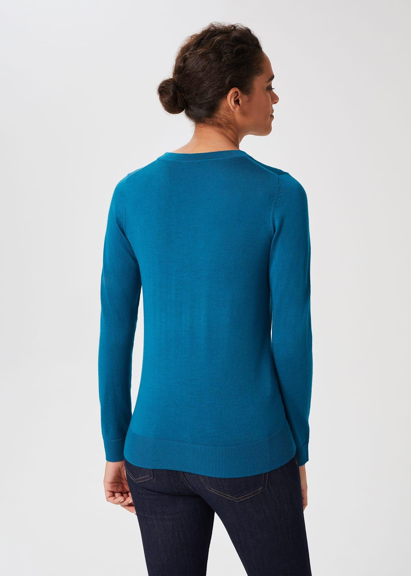 Penny Merino Wool Jumper, Lagoon Blue, hi-res
