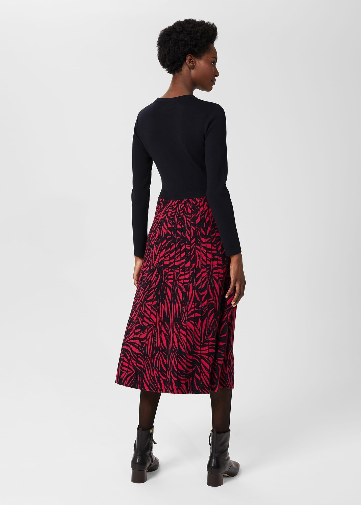 Harlie Midi Knitted Dress, Navy Pink, hi-res