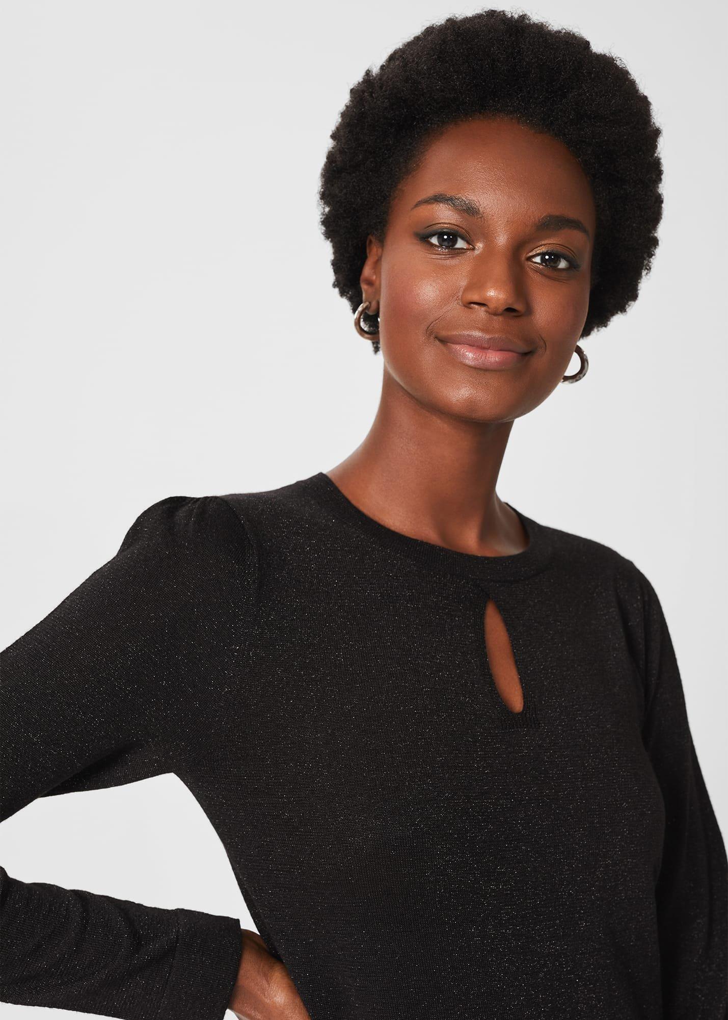 Marlena Sparkle Sweater, Black, hi-res