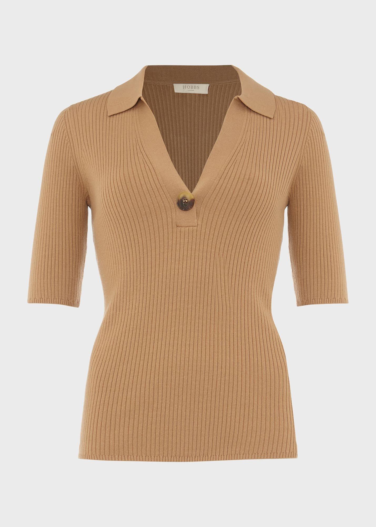 Josie Collared Jumper, Camel, hi-res