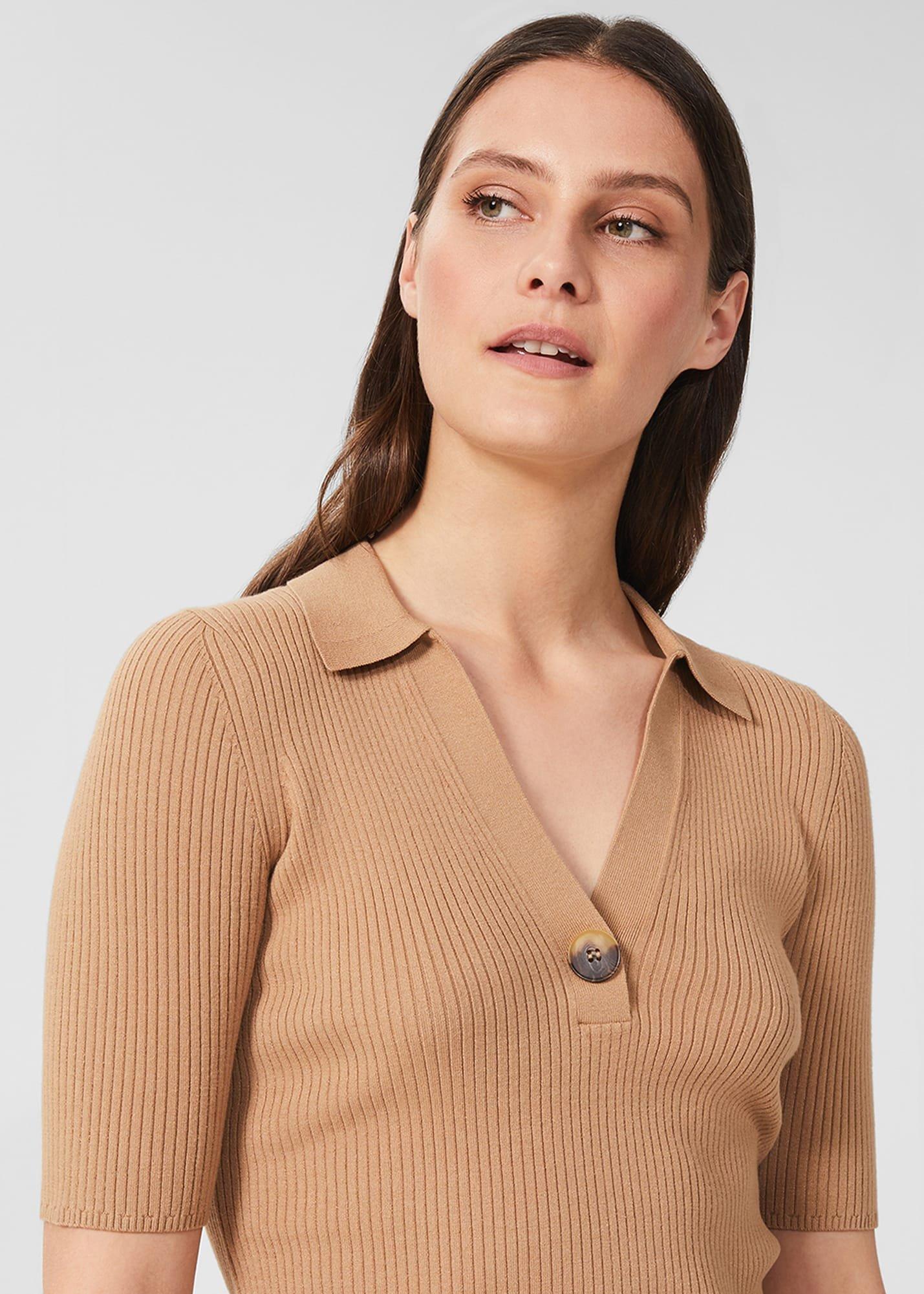 Josie Collared Jumper, Camel, hi-res