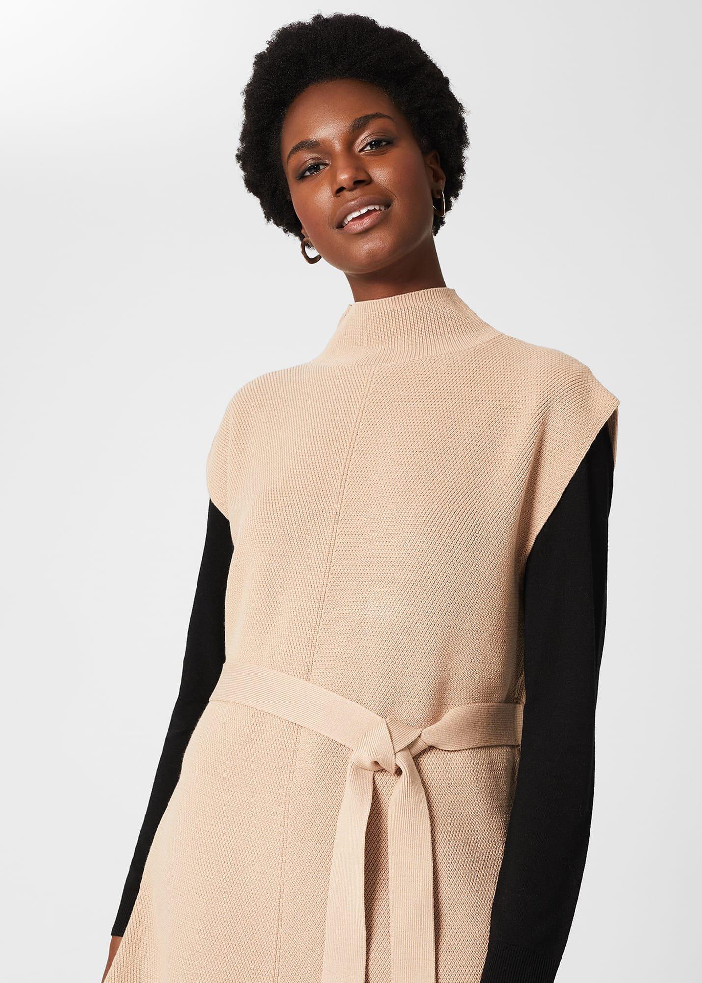 Ellen Knitted Vest, Oatmeal Beige, hi-res
