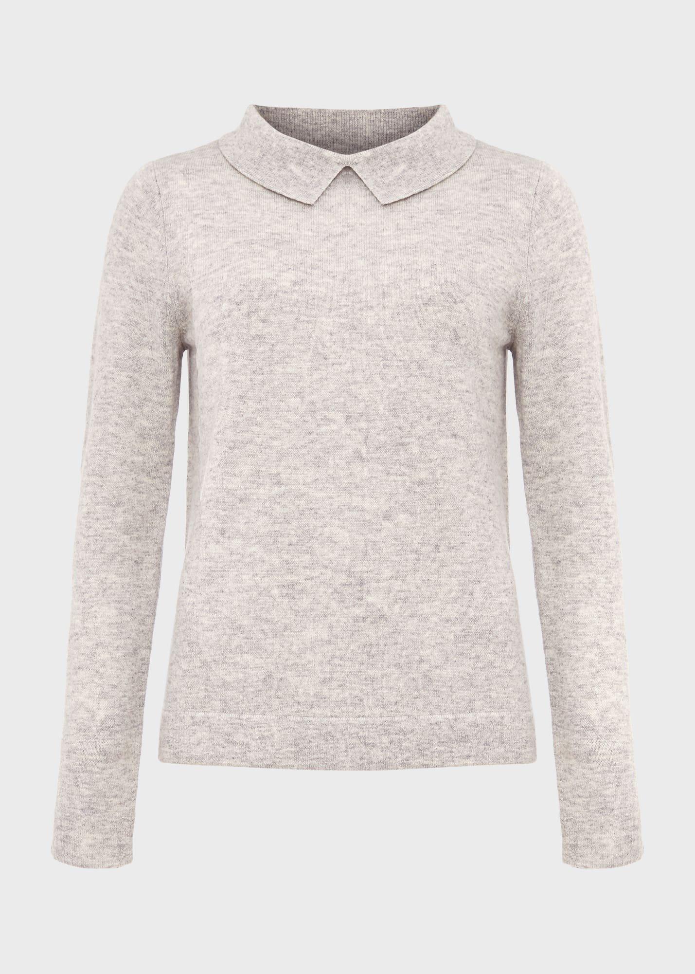 Priya Wool Cashmere Jumper, Pale Grey Marl, hi-res