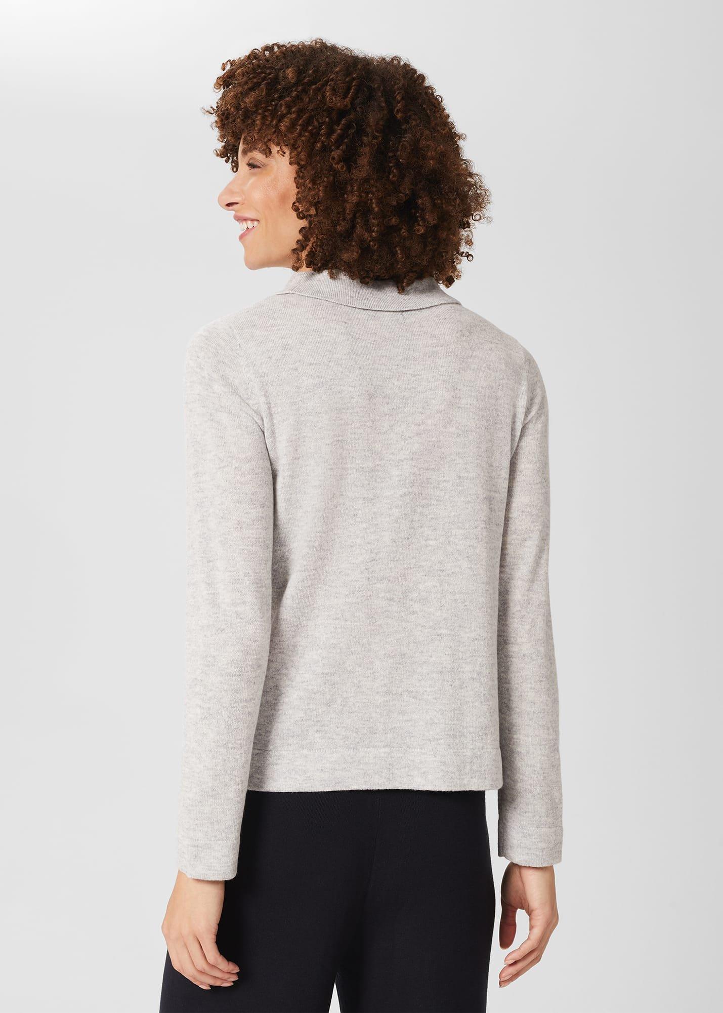 Priya Wool Cashmere Jumper, Pale Grey Marl, hi-res