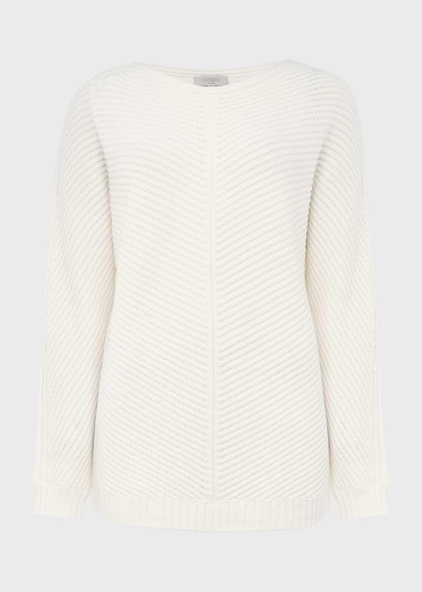 Mona Cotton Batwing Jumper, Ivory, hi-res