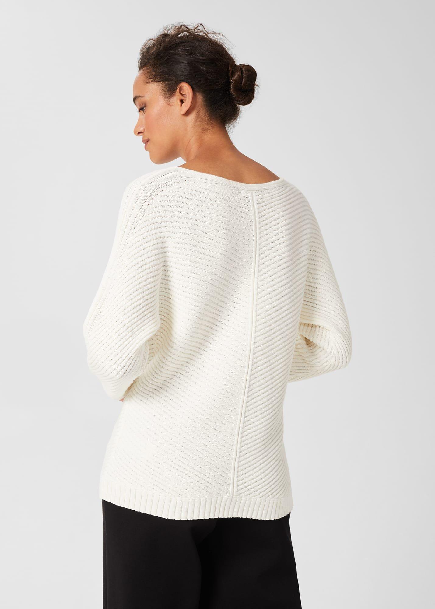 Mona Cotton Batwing Jumper, Ivory, hi-res