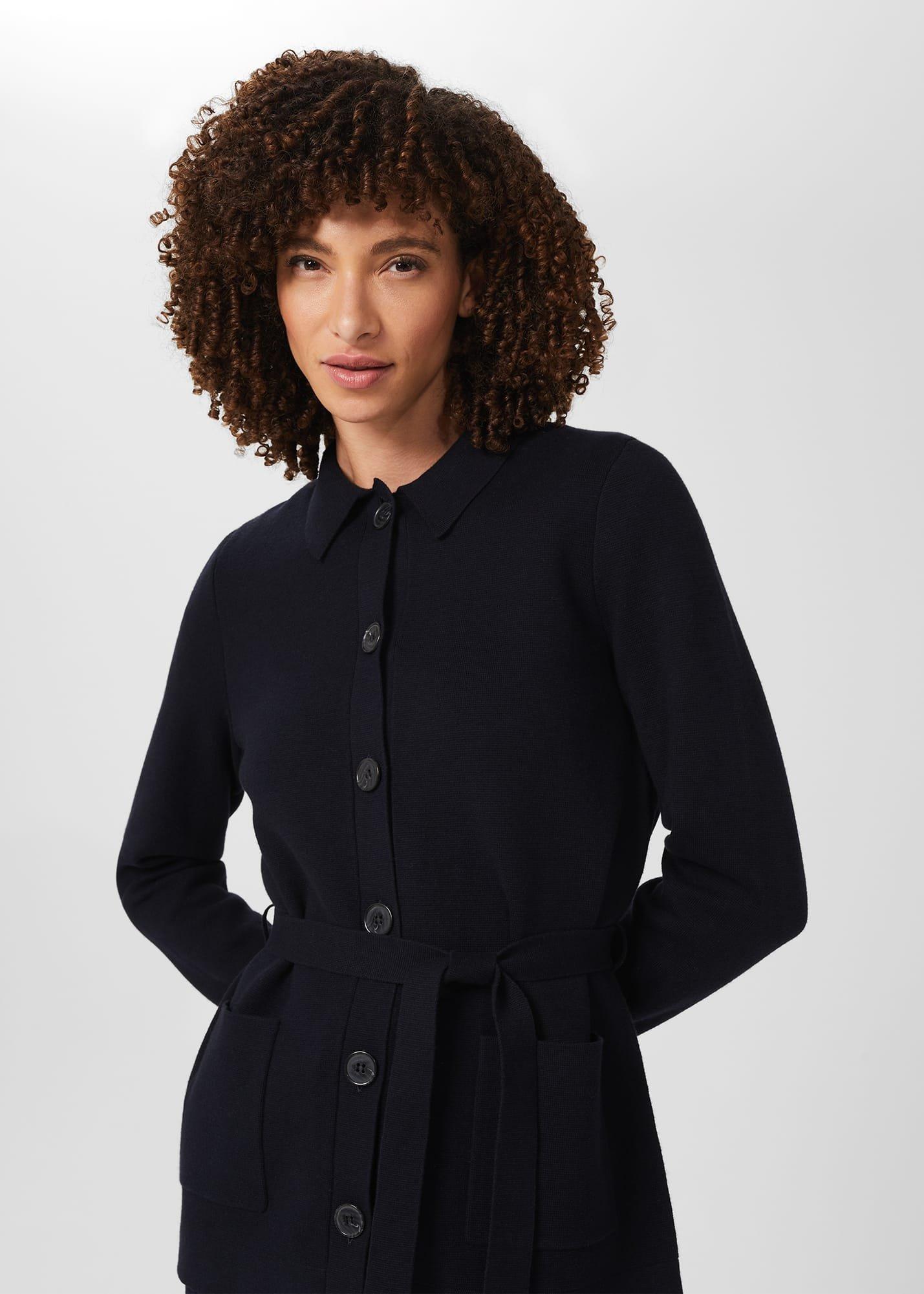Paloma Cotton Wool Knitted Jacket, Navy, hi-res