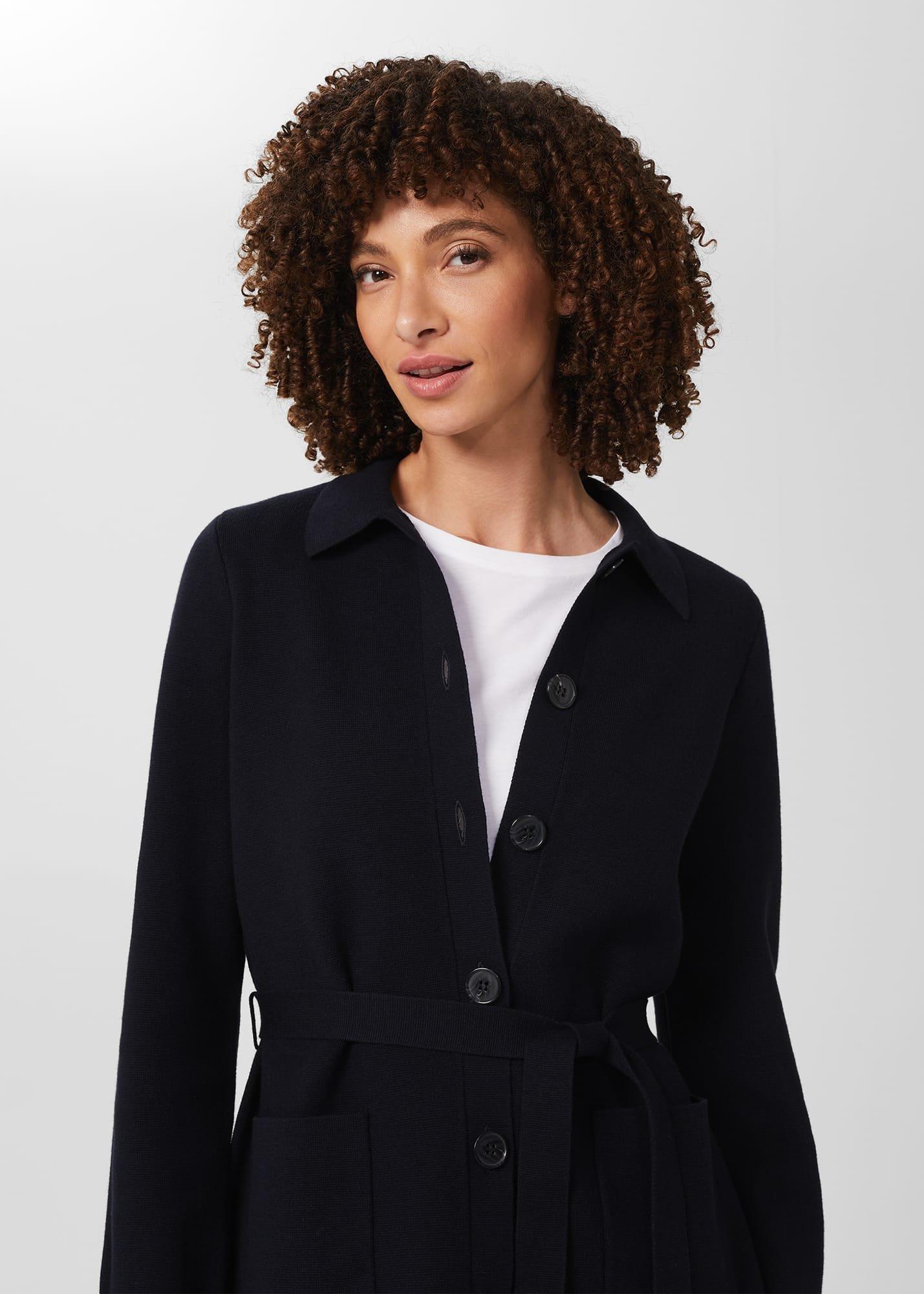 Paloma Cotton Wool Knitted Jacket, Navy, hi-res