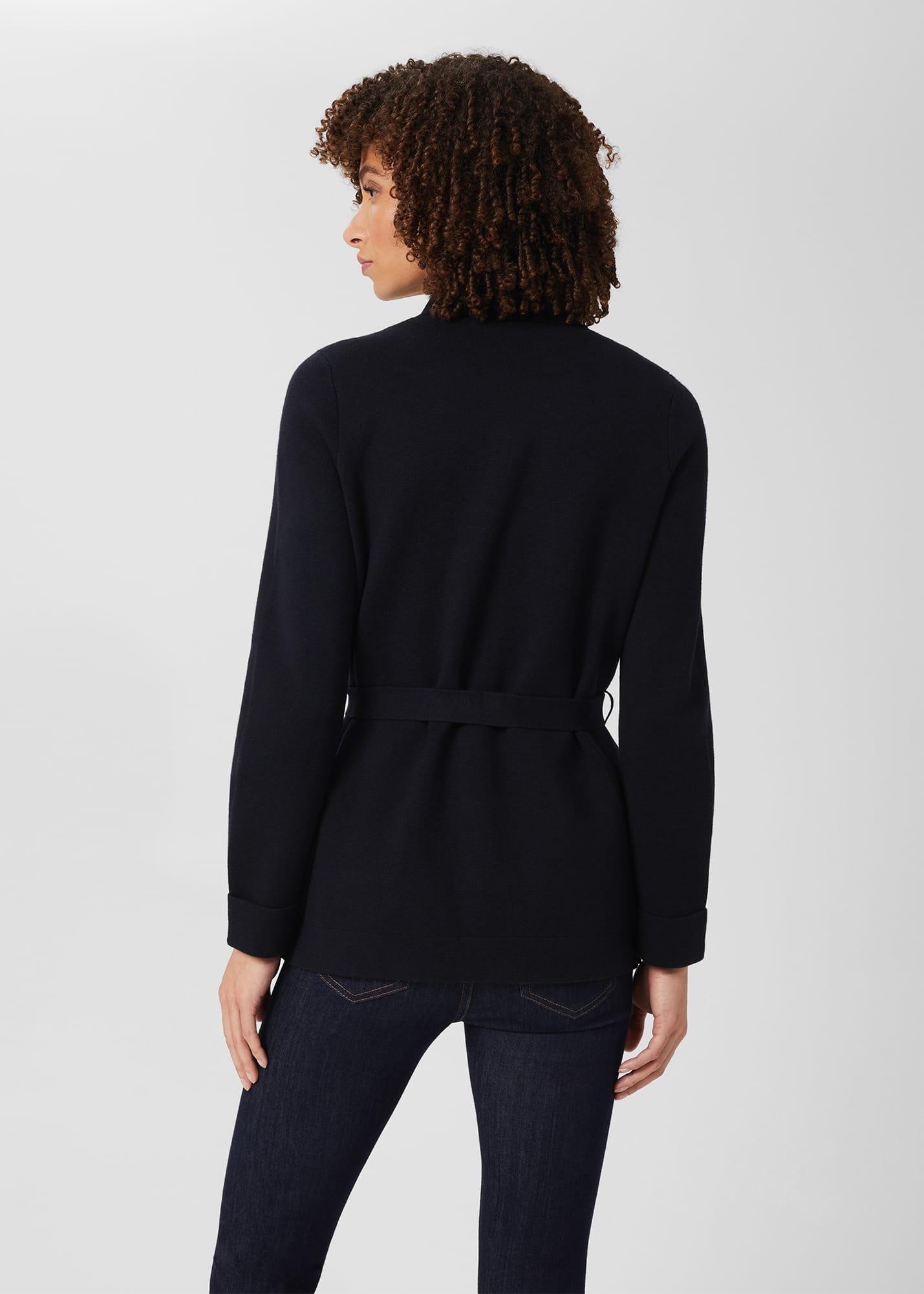 Paloma Cotton Wool Knitted Jacket, Navy, hi-res