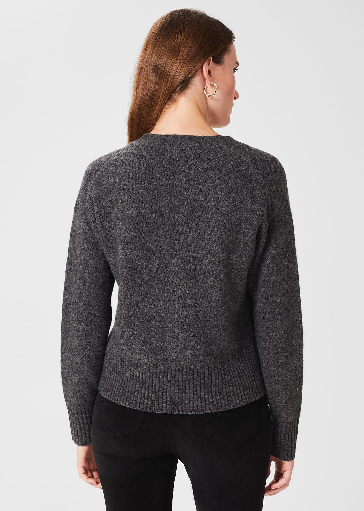 Florence Gem Cardigan with Alpaca, Charcoal Marl, hi-res