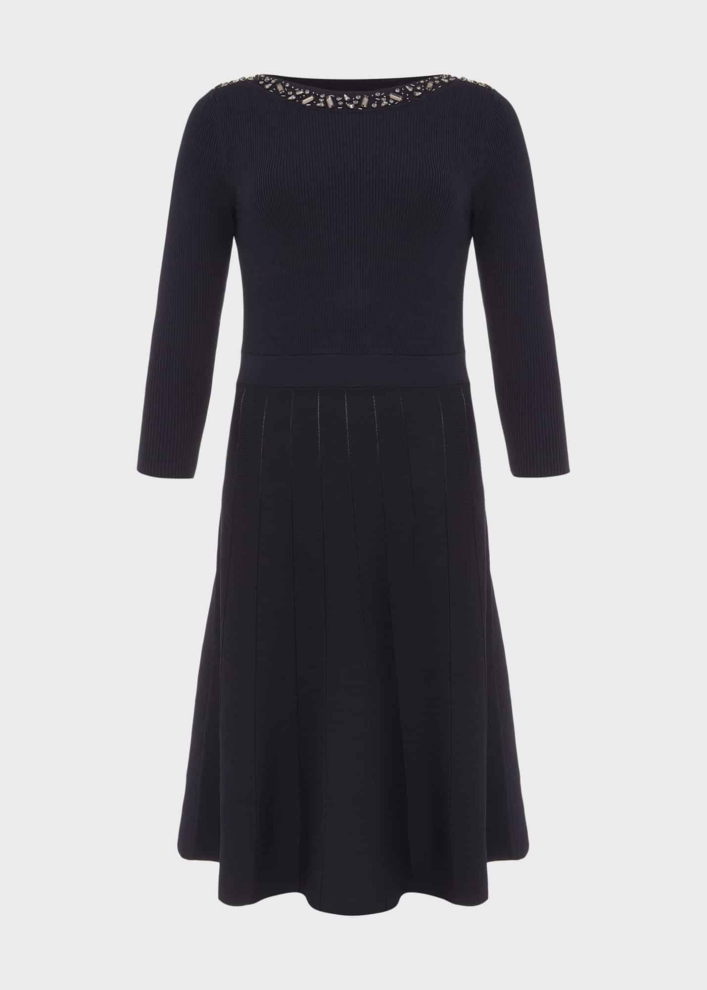 Emily Knitted Sequin Dress, Navy, hi-res