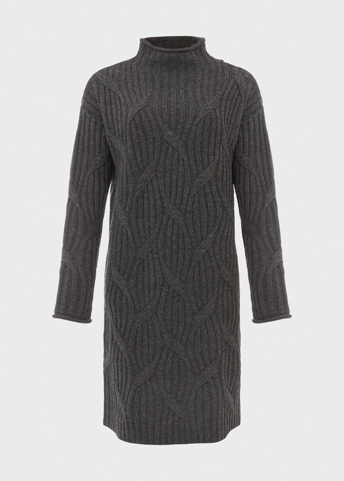 Malikah Knitted Dress, Charcoal Grey, hi-res