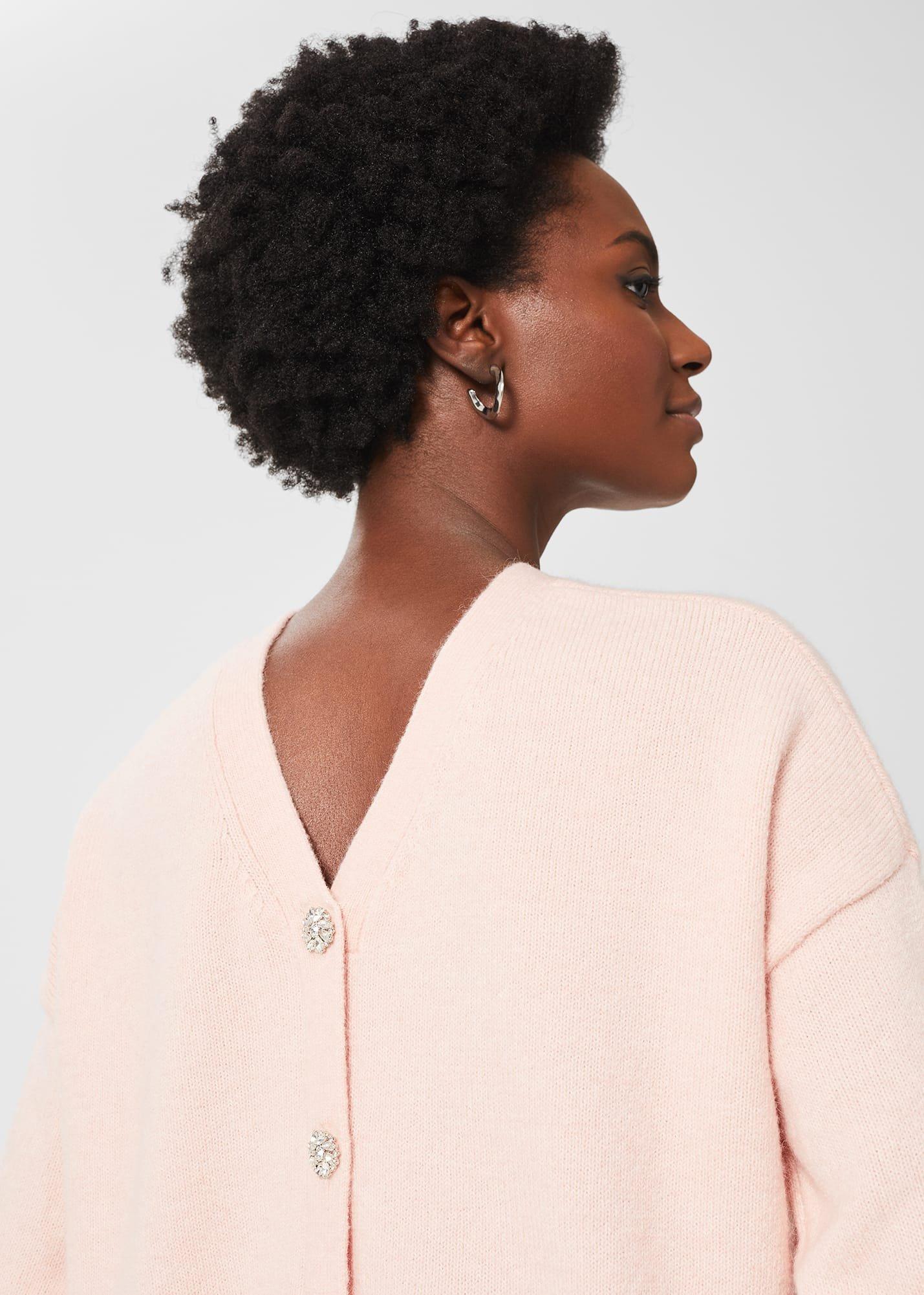 Isabella Button Jumper with Alpaca, Blush Pink, hi-res