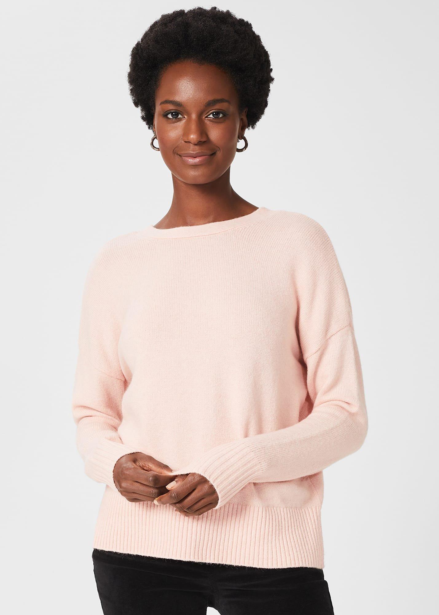 Isabella Button Jumper with Alpaca, Blush Pink, hi-res