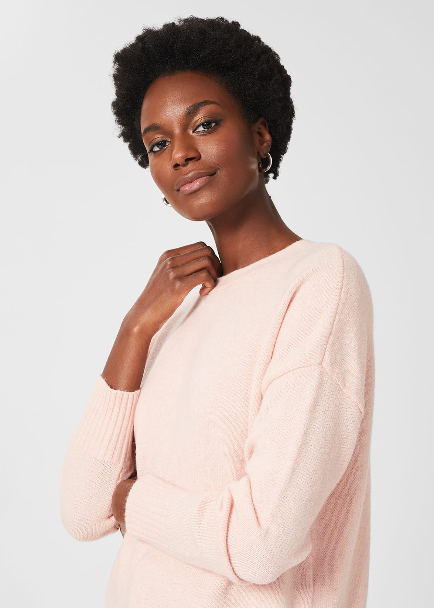 Isabella Button Jumper with Alpaca, Blush Pink, hi-res