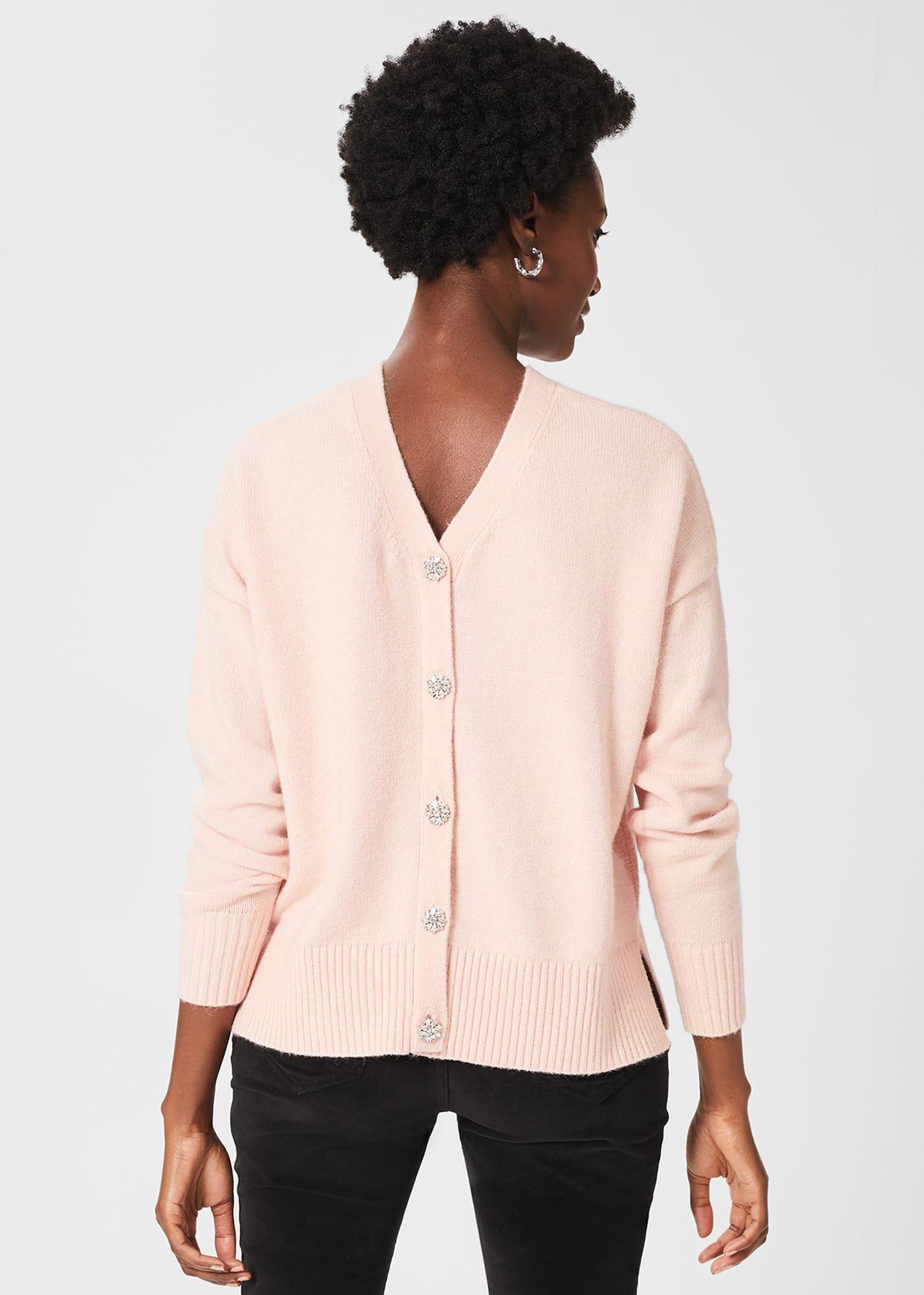 Isabella Button Jumper with Alpaca, Blush Pink, hi-res