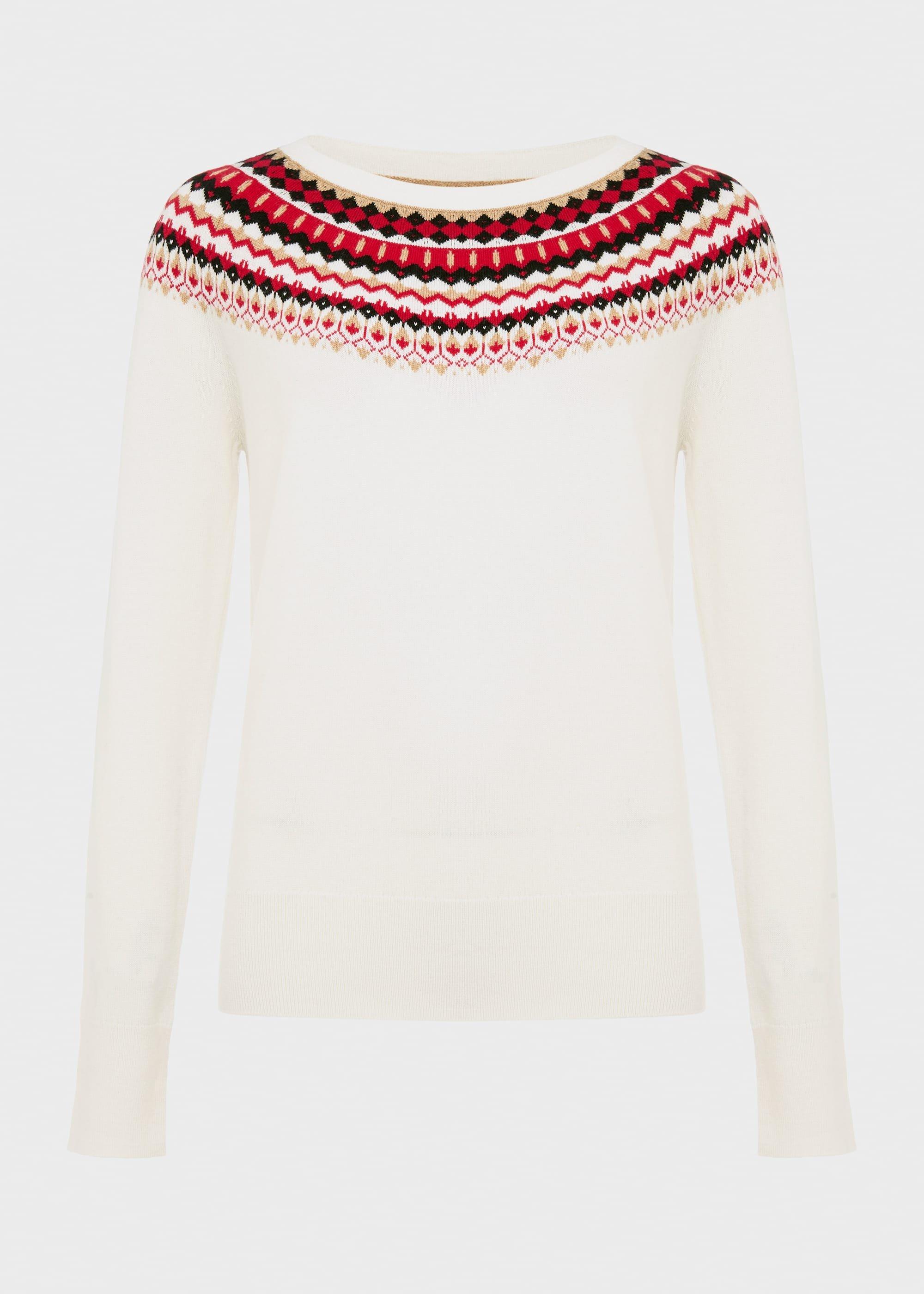 Greta Fairisle Sweater With Cashmere, Ivory Multi, hi-res