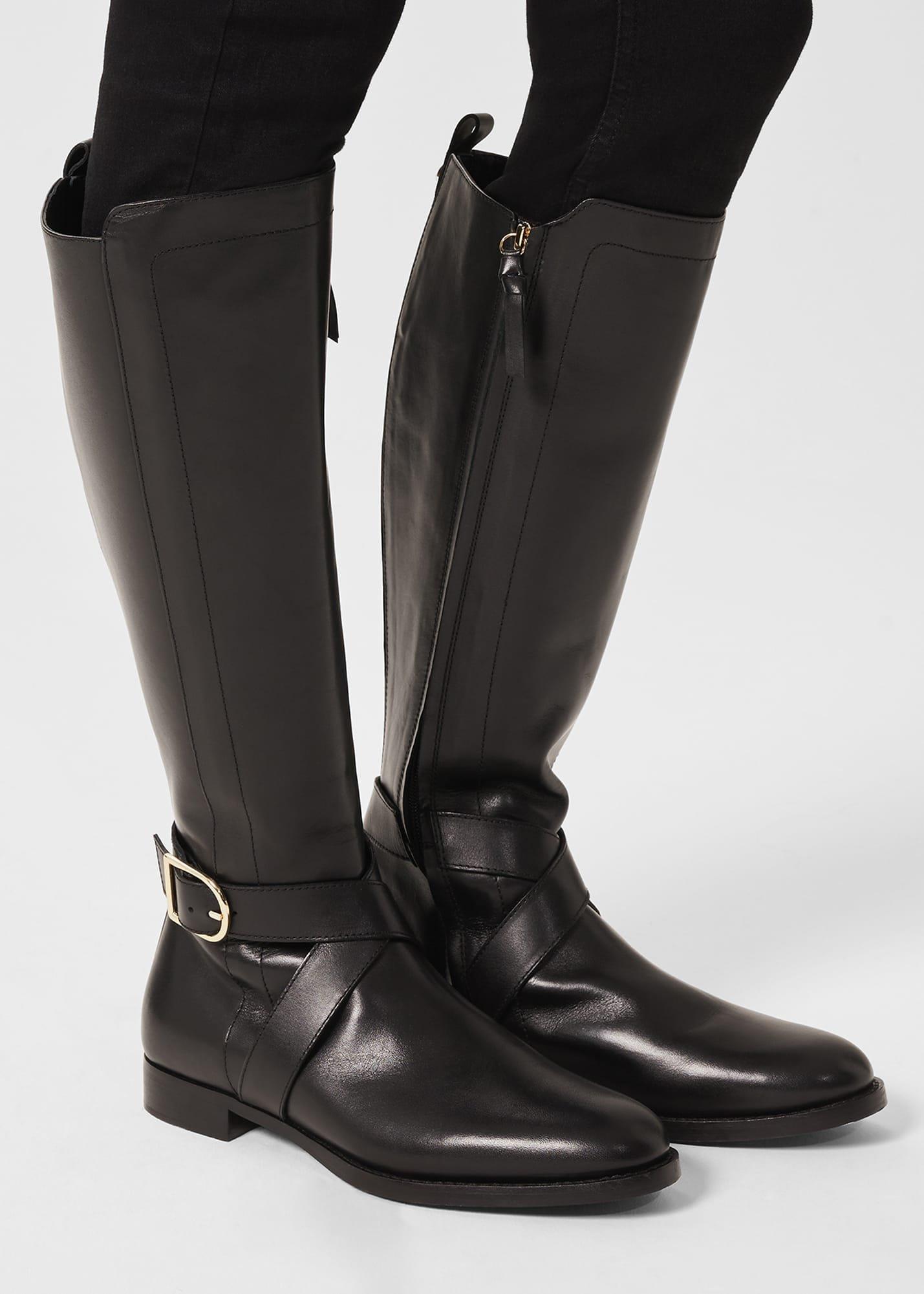 Lisette Leather Knee Boot, Black, hi-res