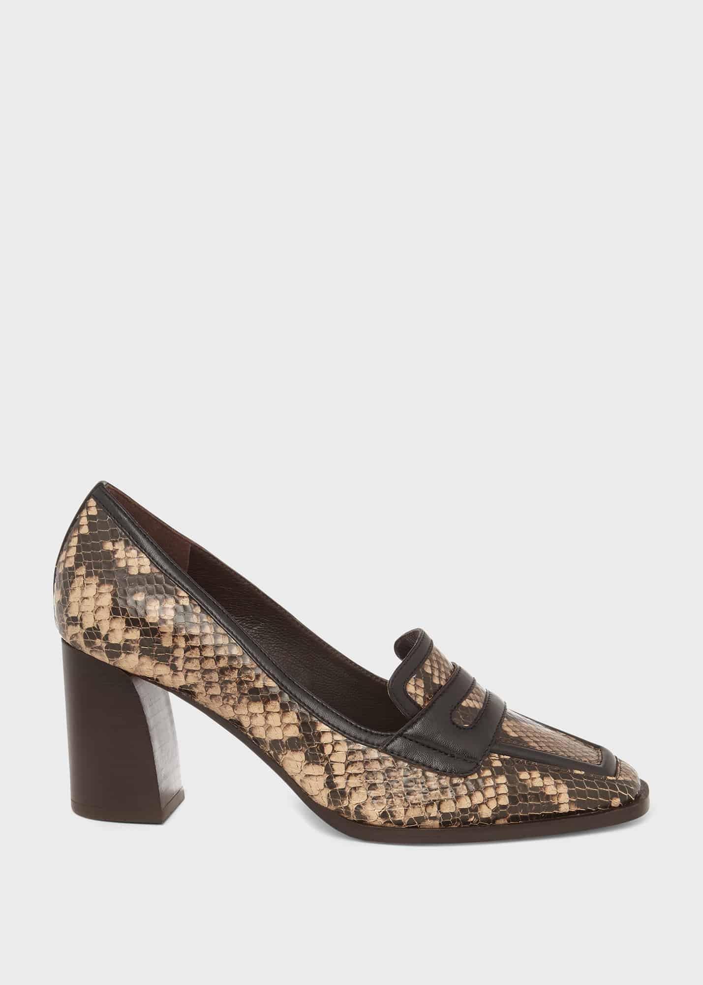Niamh Leather Court Shoes, Snake, hi-res