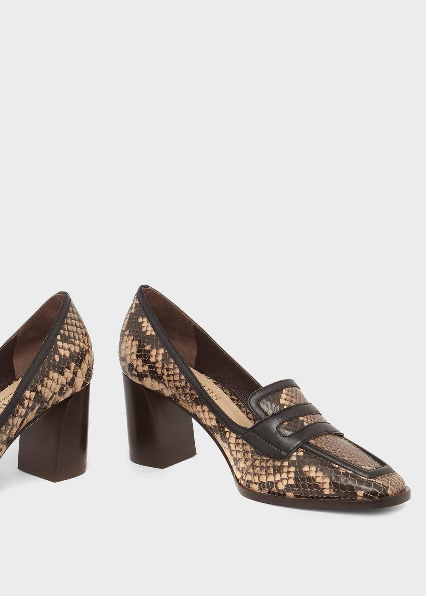 Niamh Leather Court Shoes, Snake, hi-res