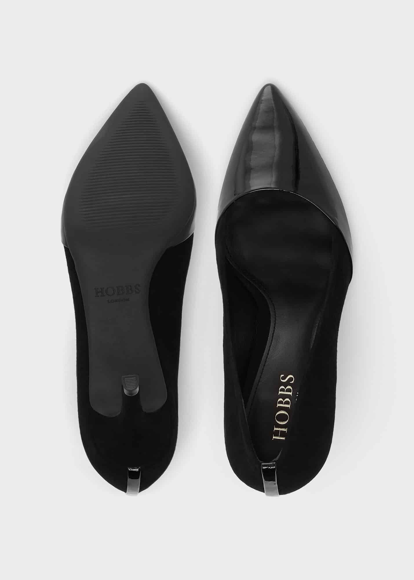 Rowan Suede Court Shoes, Black, hi-res