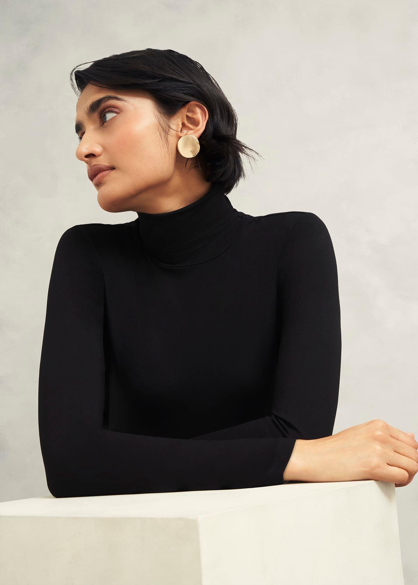 Mischa Roll Neck Top, Hobbs Black, hi-res
