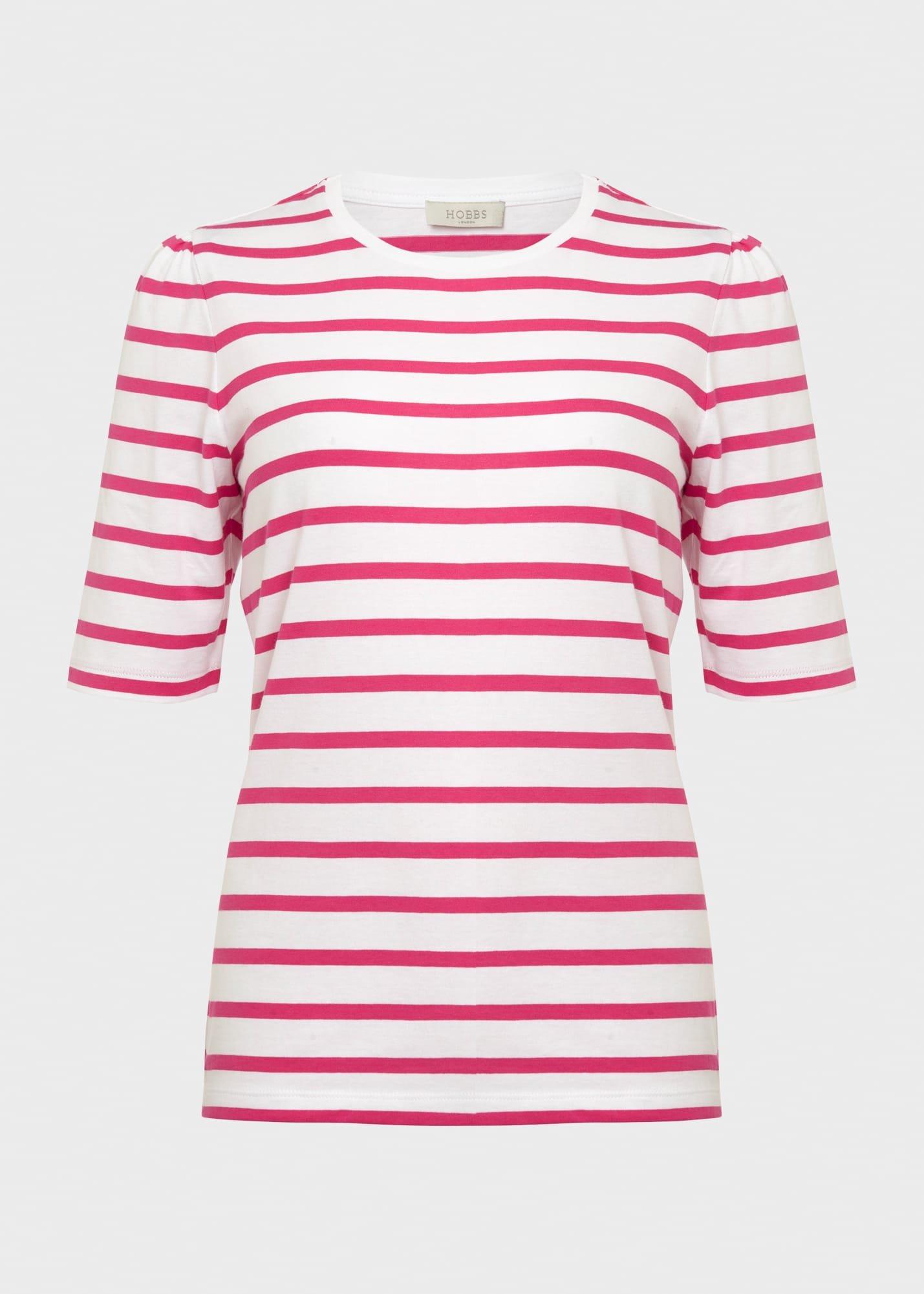 Eva Cotton Striped T-Shirt, Azalea Pink, hi-res