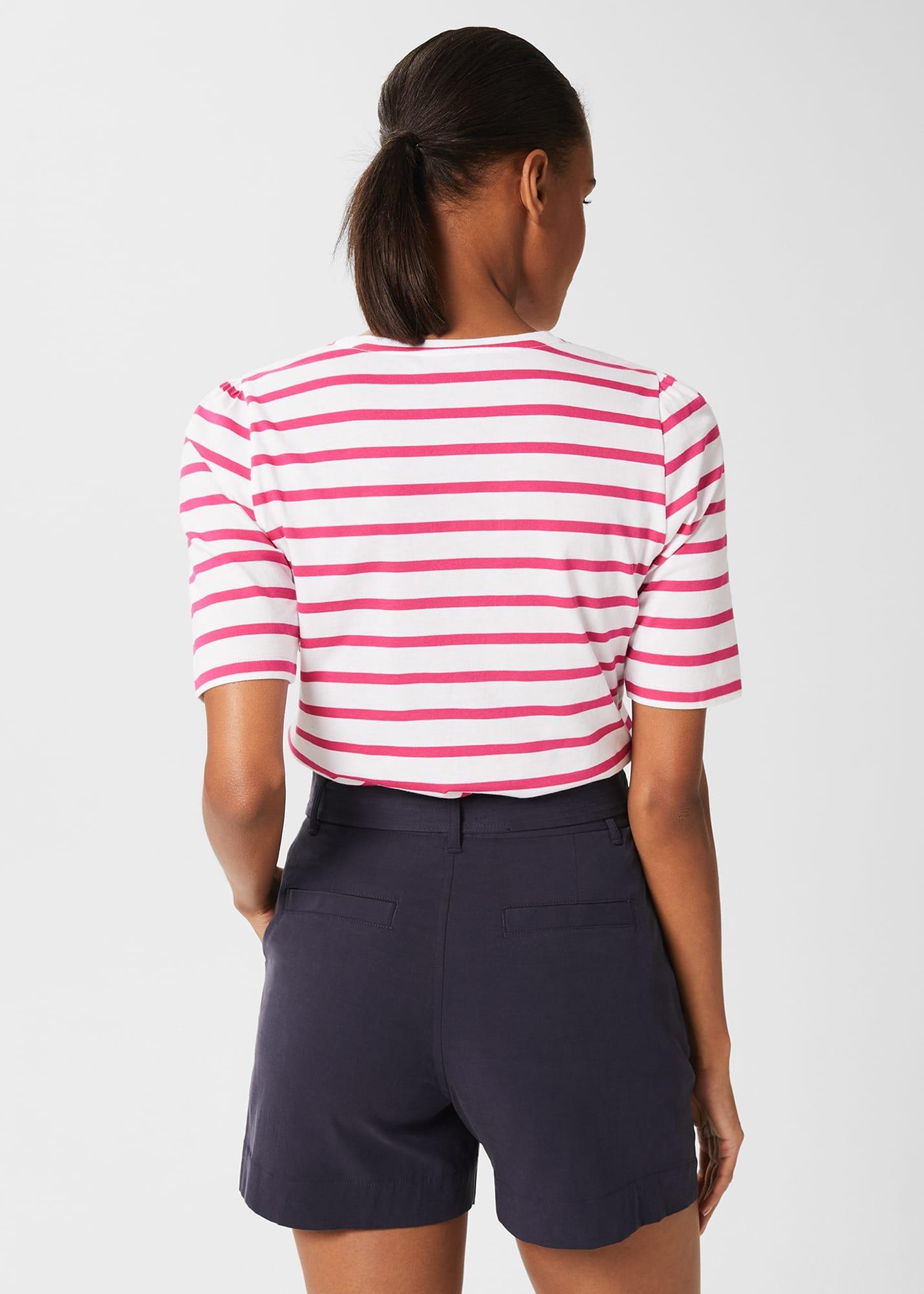 Eva Cotton Striped T-Shirt, Azalea Pink, hi-res