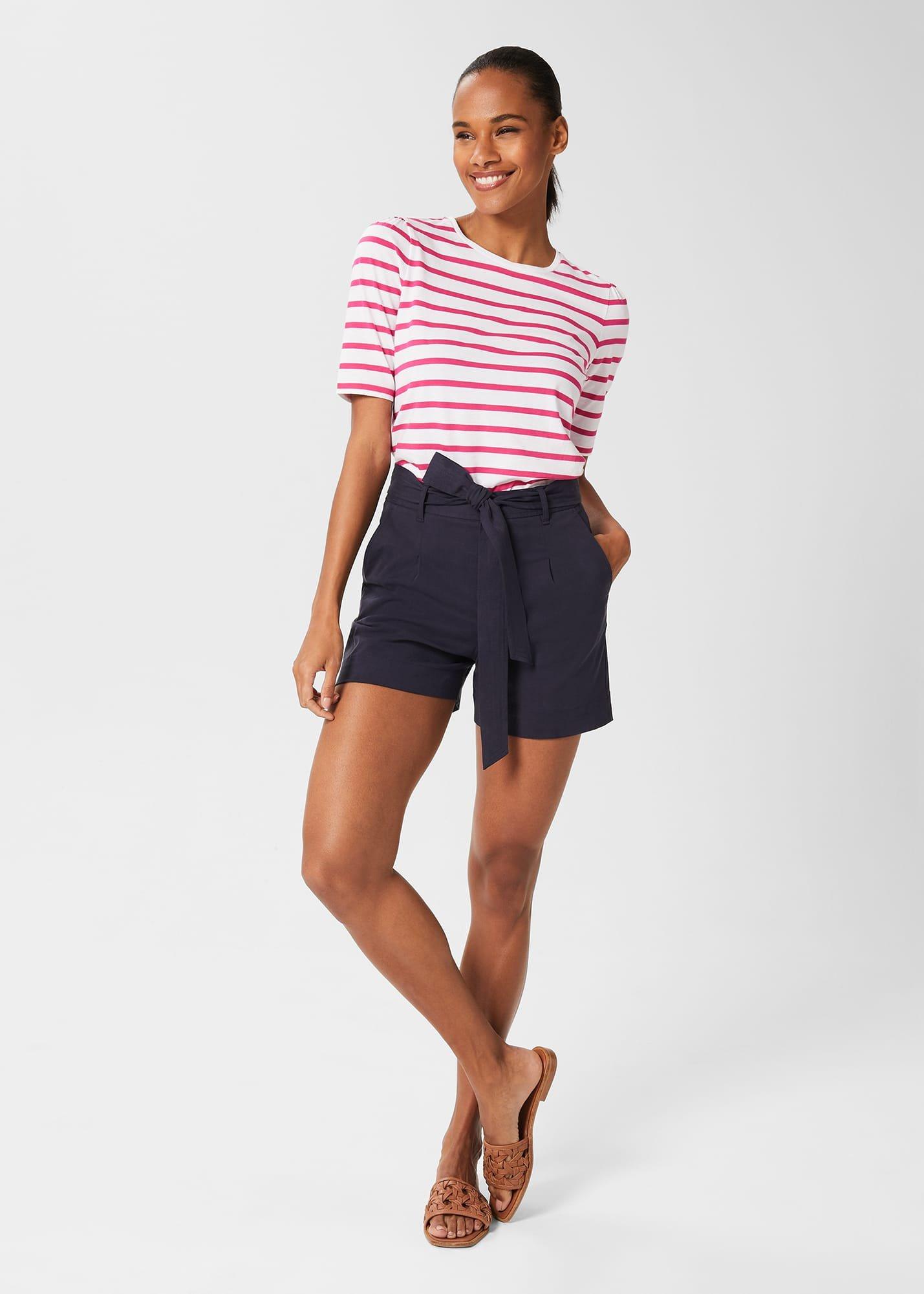 Eva Cotton Striped T-Shirt, Azalea Pink, hi-res