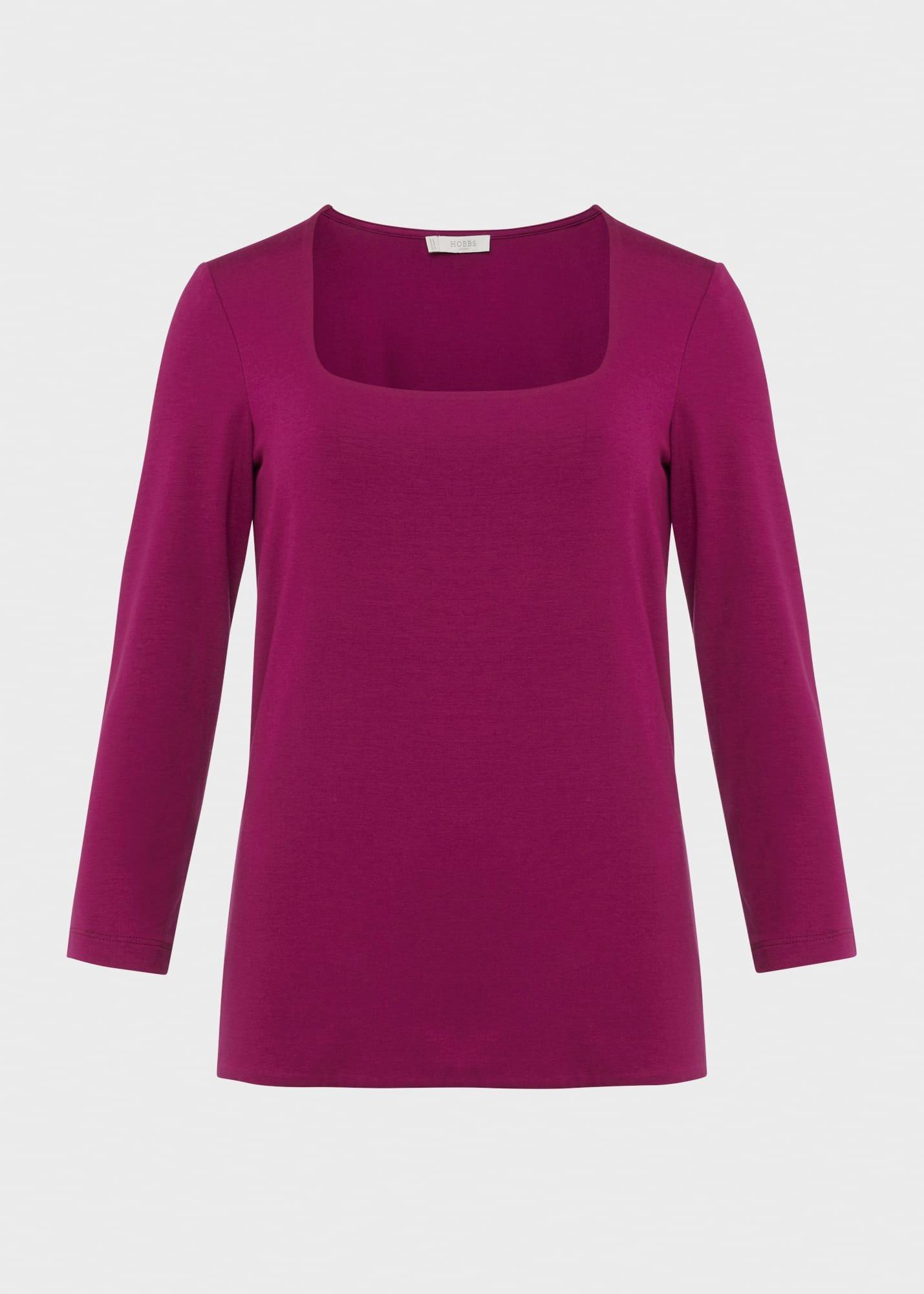 Debbie Double Fronted Top, Bright Plum, hi-res