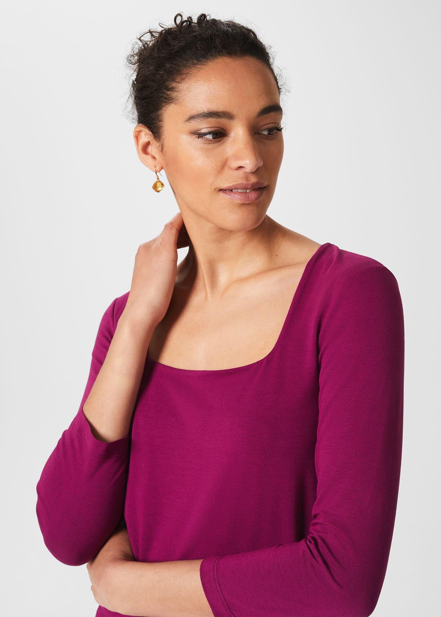 Debbie Double Fronted Top, Bright Plum, hi-res