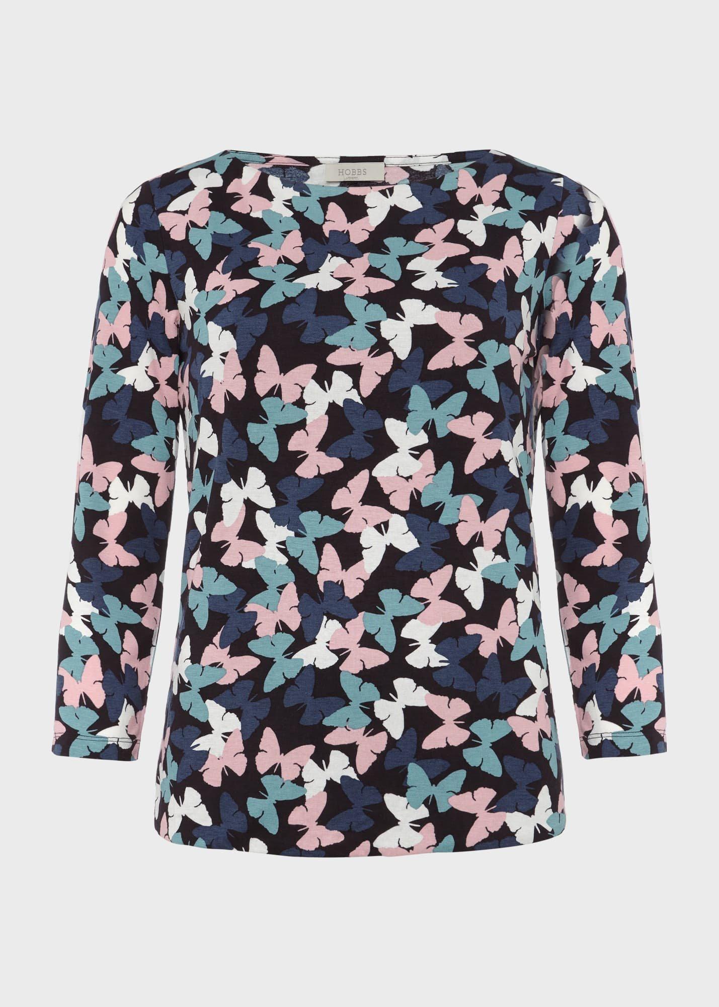 Sonya Printed Top, Pink Blue, hi-res