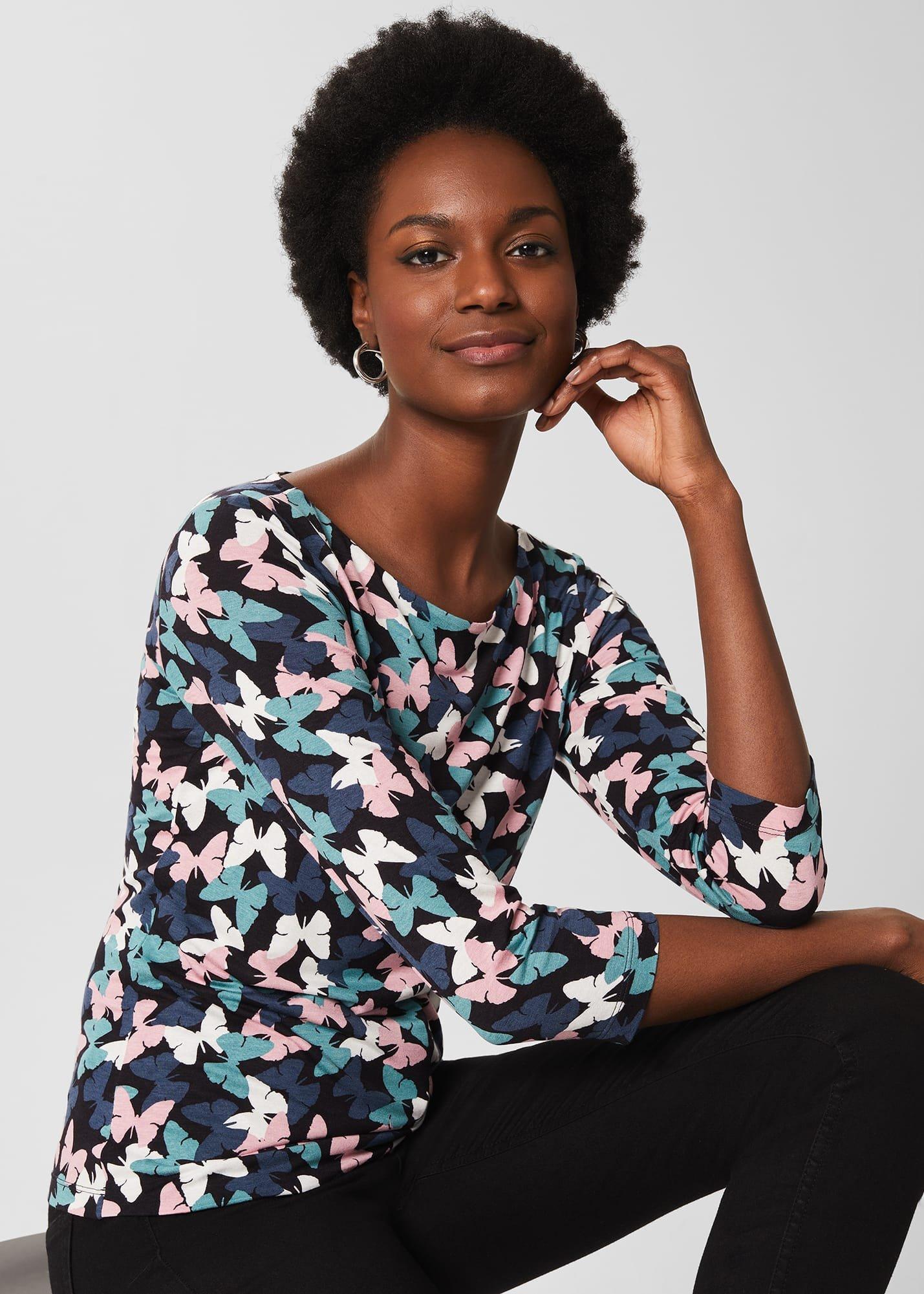 Sonya Printed Top, Pink Blue, hi-res
