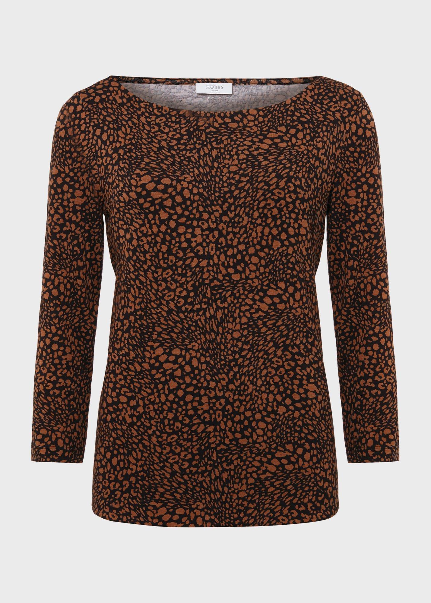 Sonya Printed Top, Brown Multi, hi-res