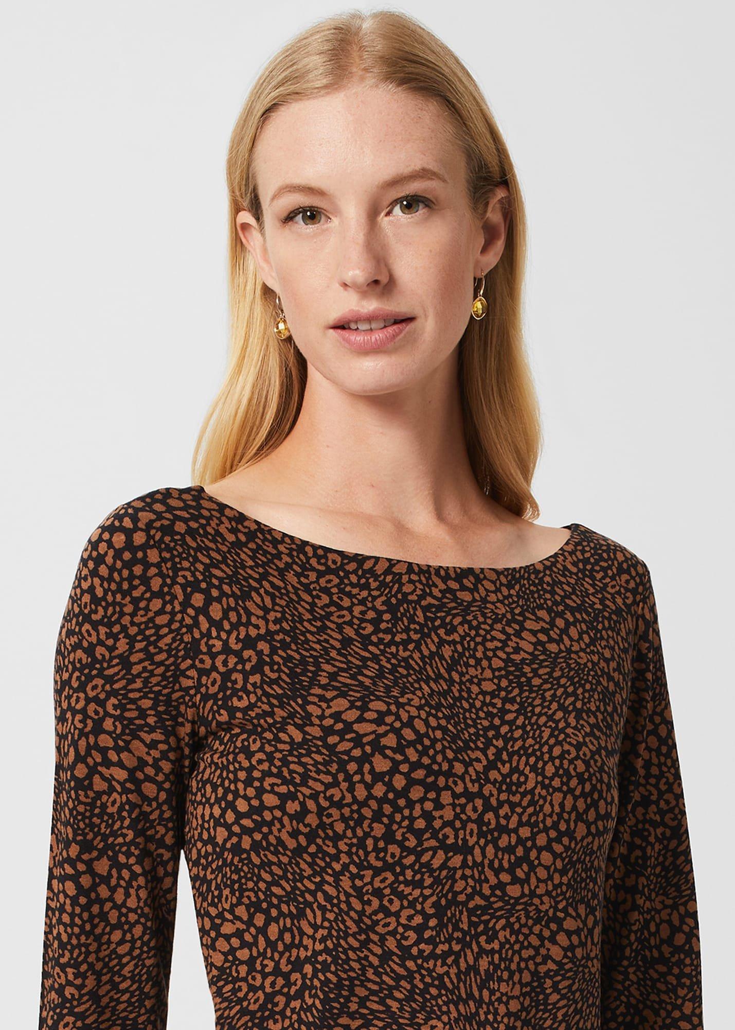 Sonya Printed Top, Brown Multi, hi-res