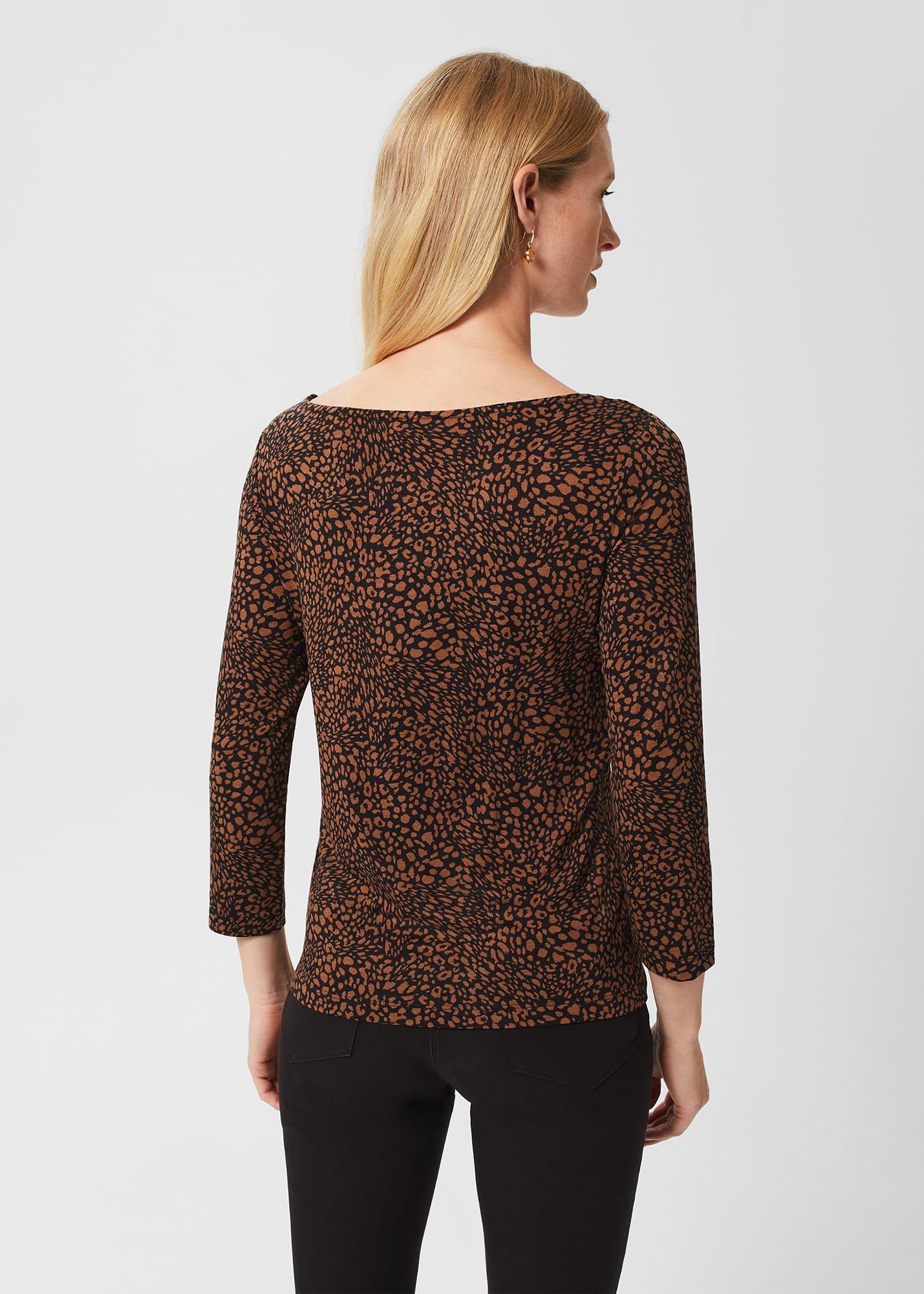 Sonya Printed Top, Brown Multi, hi-res