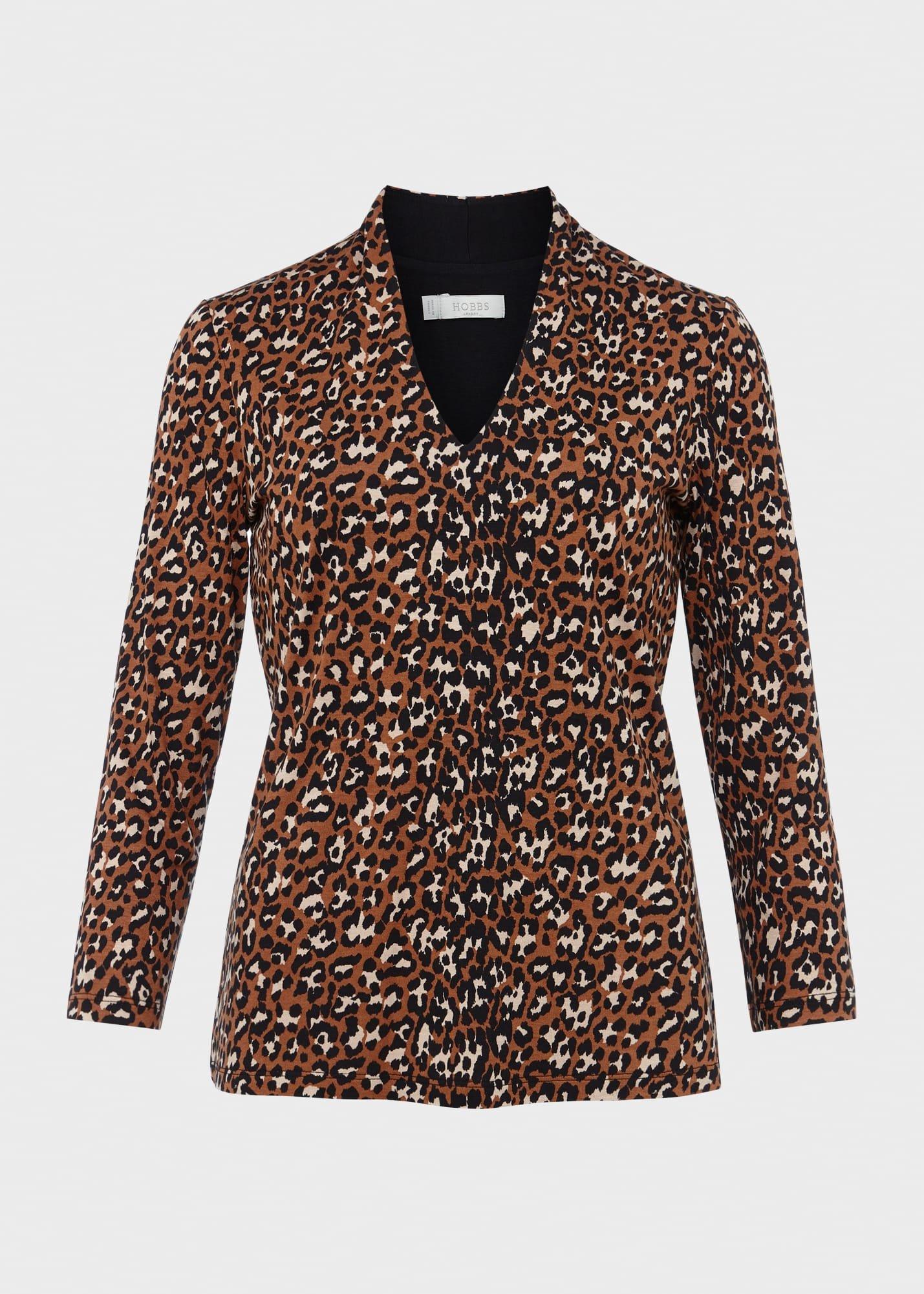 Aimee Printed Top, Brown Multi, hi-res