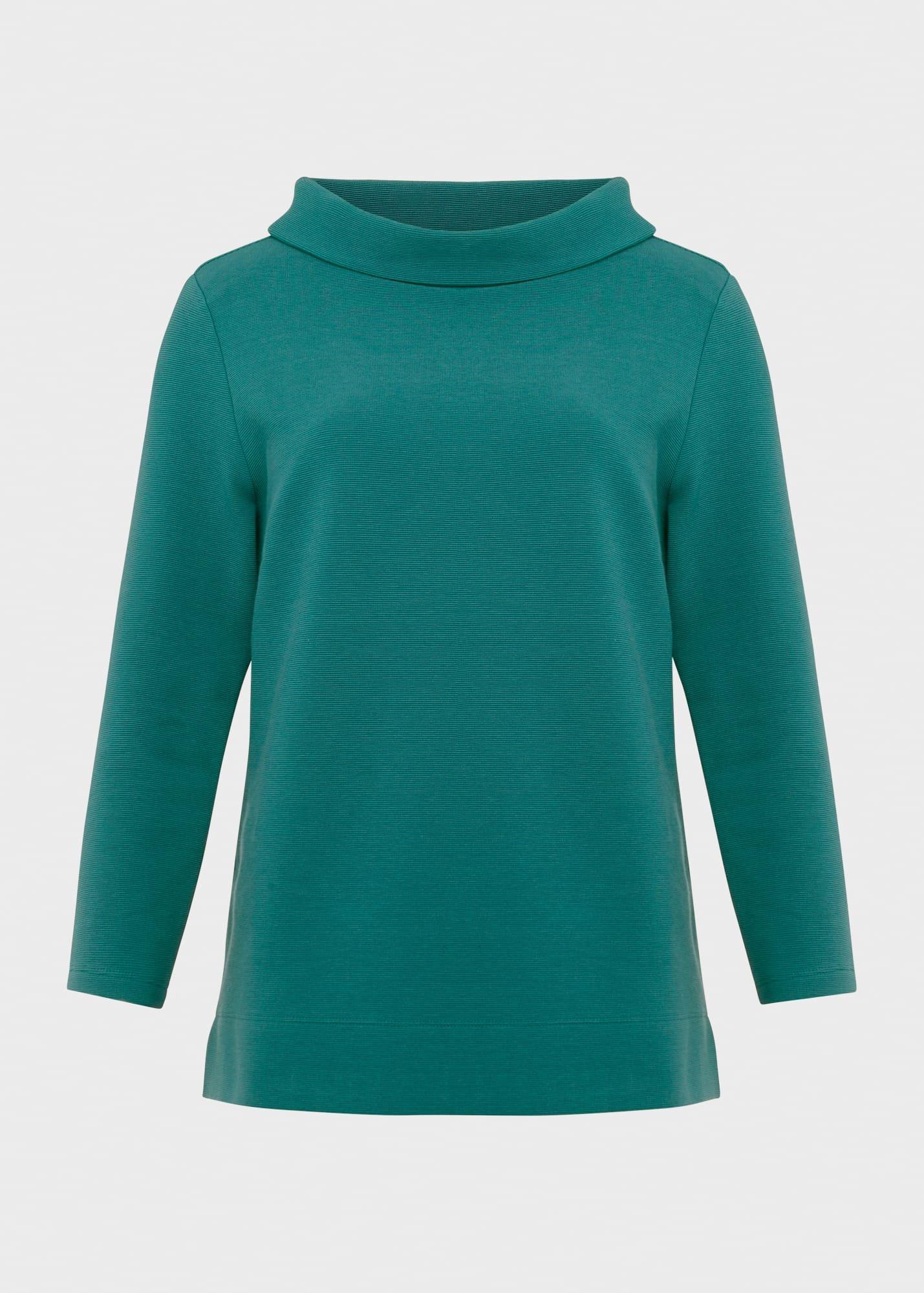 Betsy Textured Top With Cotton , Ocean Green, hi-res