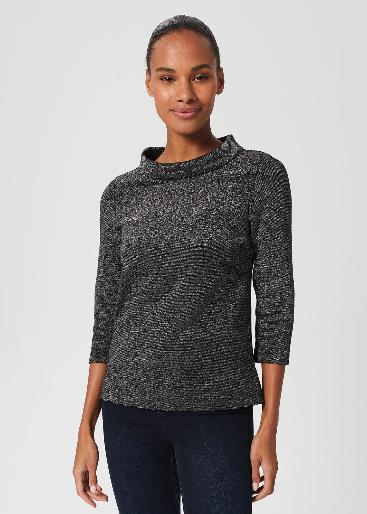 Sparkle Betsy Top, Black Silver, hi-res