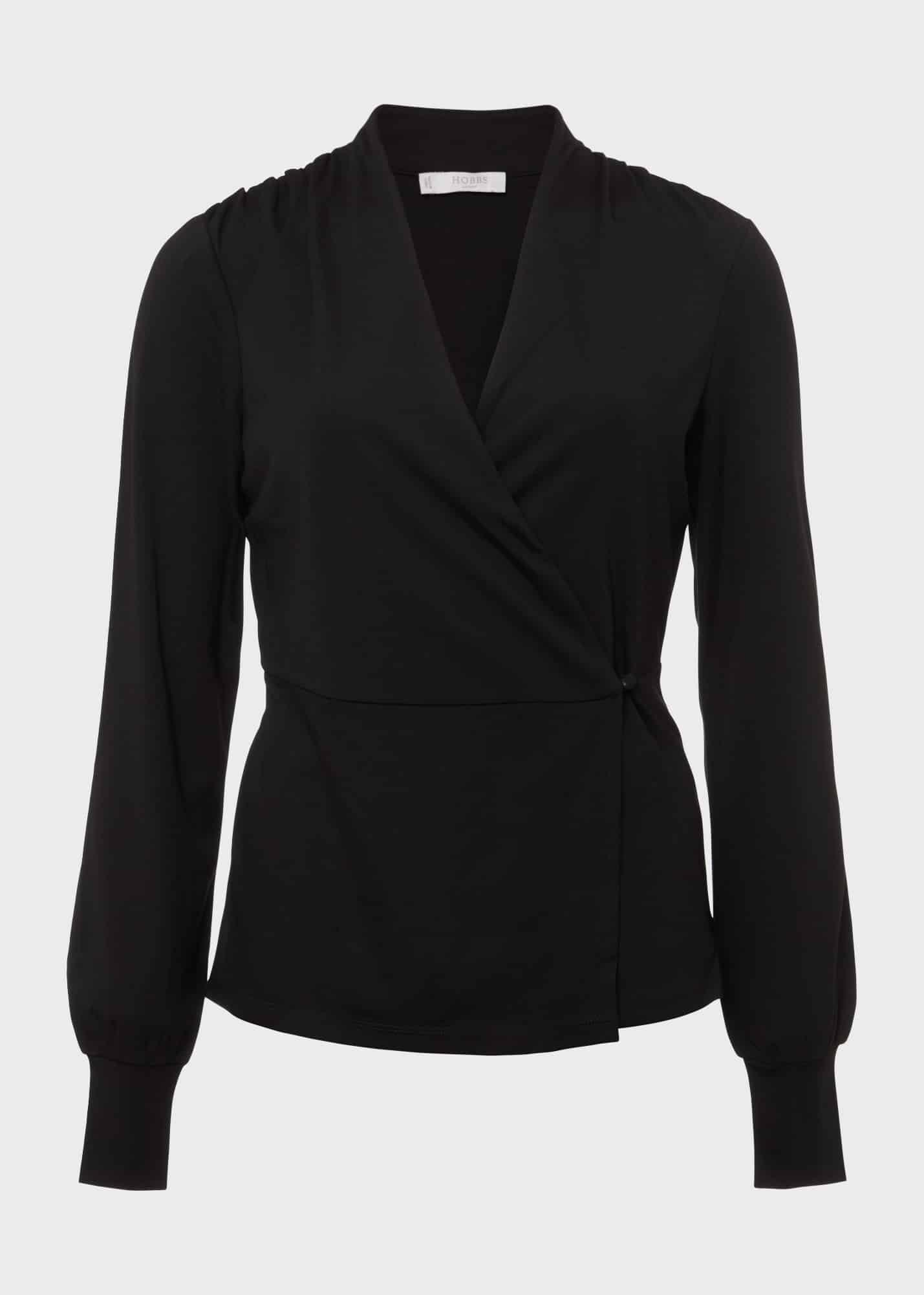 Ros Wrap Top, Black, hi-res