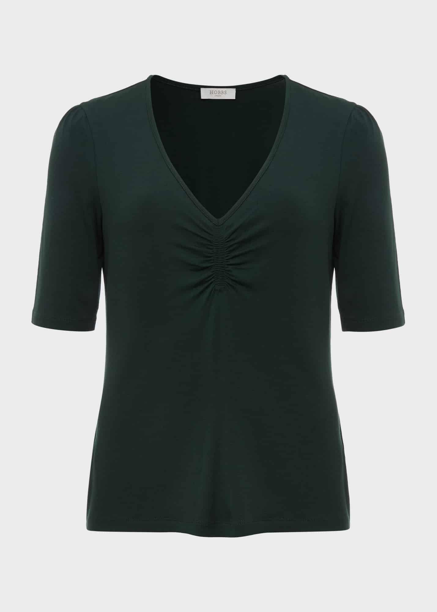 Erica Ruched Detail Top, Green, hi-res