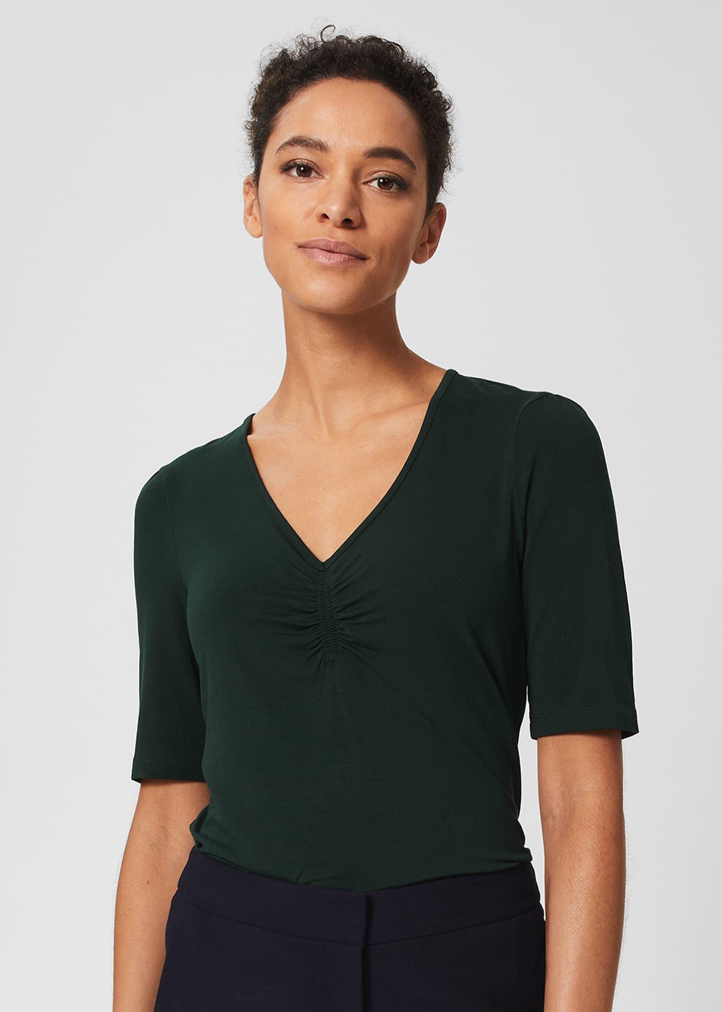 Erica Ruched Detail Top, Green, hi-res